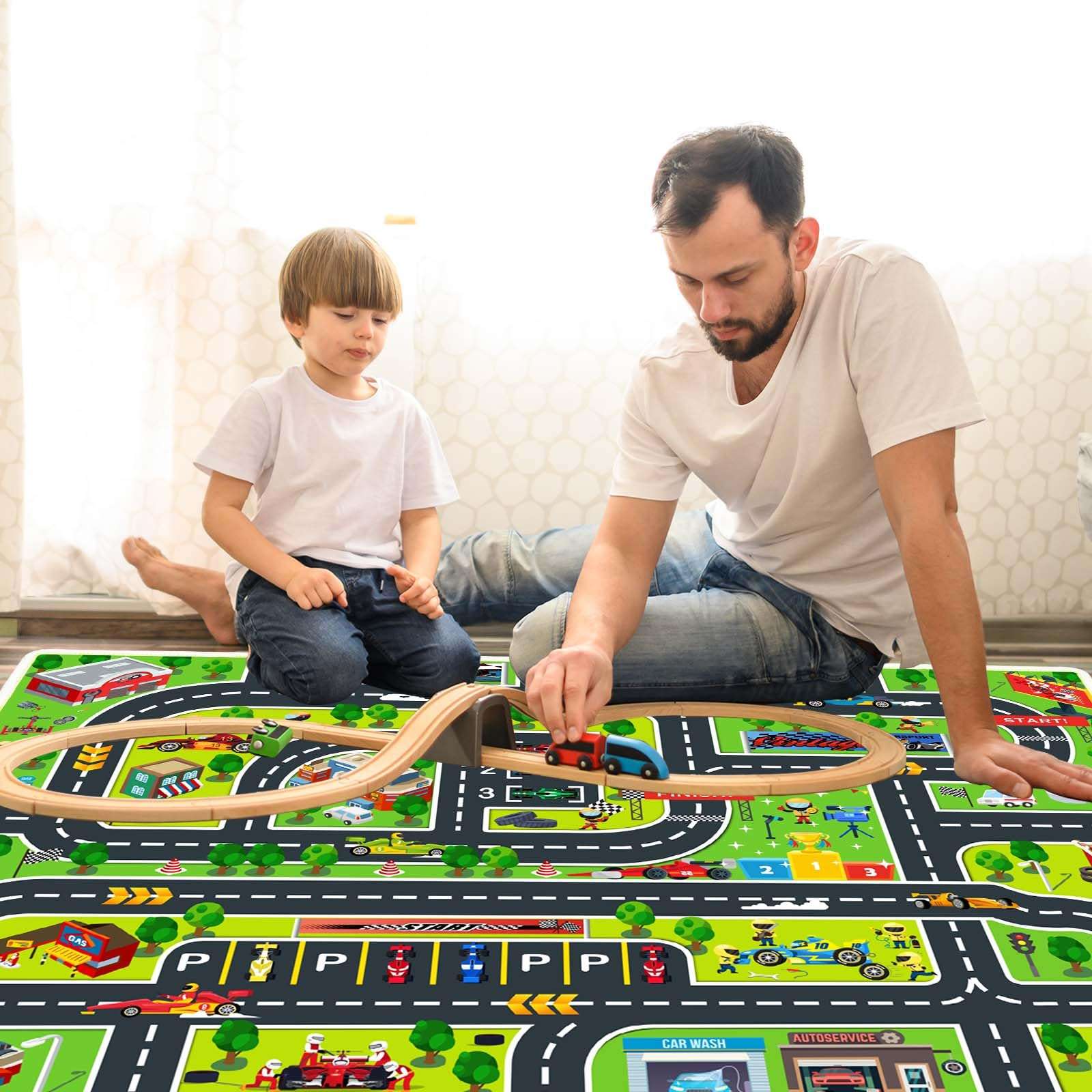 Xyrjova Car Play Mat for Boys and Girls, Rugs for Kids Toy Cars Kids Rugs for Playroom Non-Slip Kid Play Rug 5