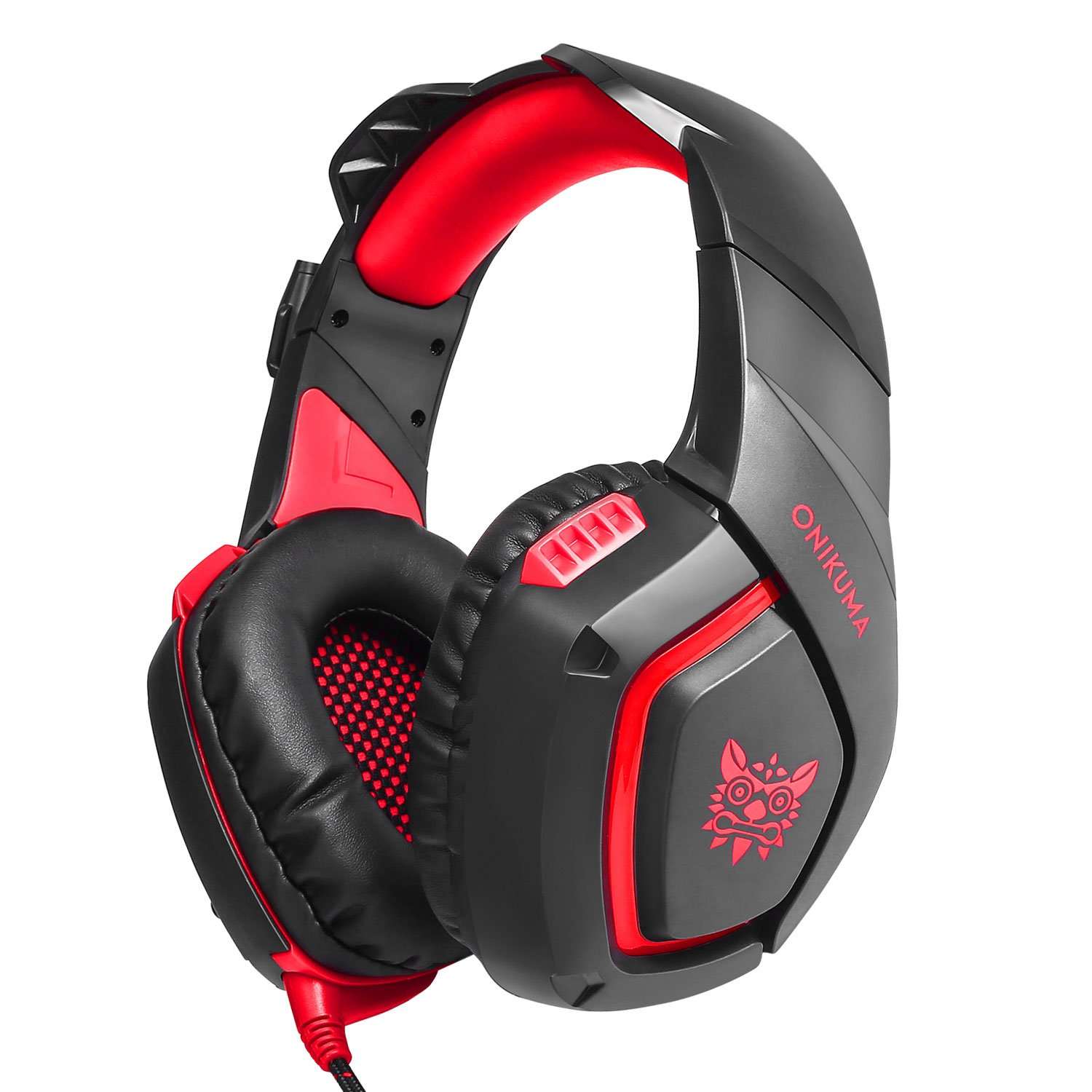 ONIKUMA K1B Stereo Gaming Headset with Mic, Controls and LED light for PC, PS4, Xbox and Mobiles (Black/Red) 4