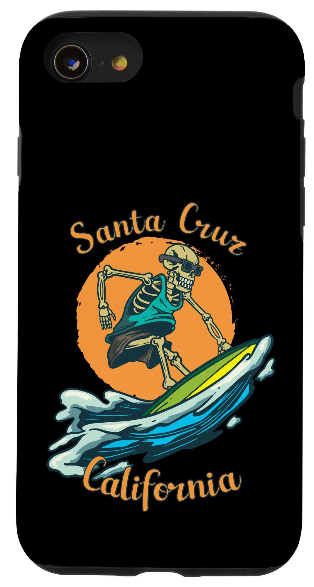 iPhone SE (2020) / 7 / 8 Surfer Sketeton Surfboard Santa Cruz California Retro Case 1