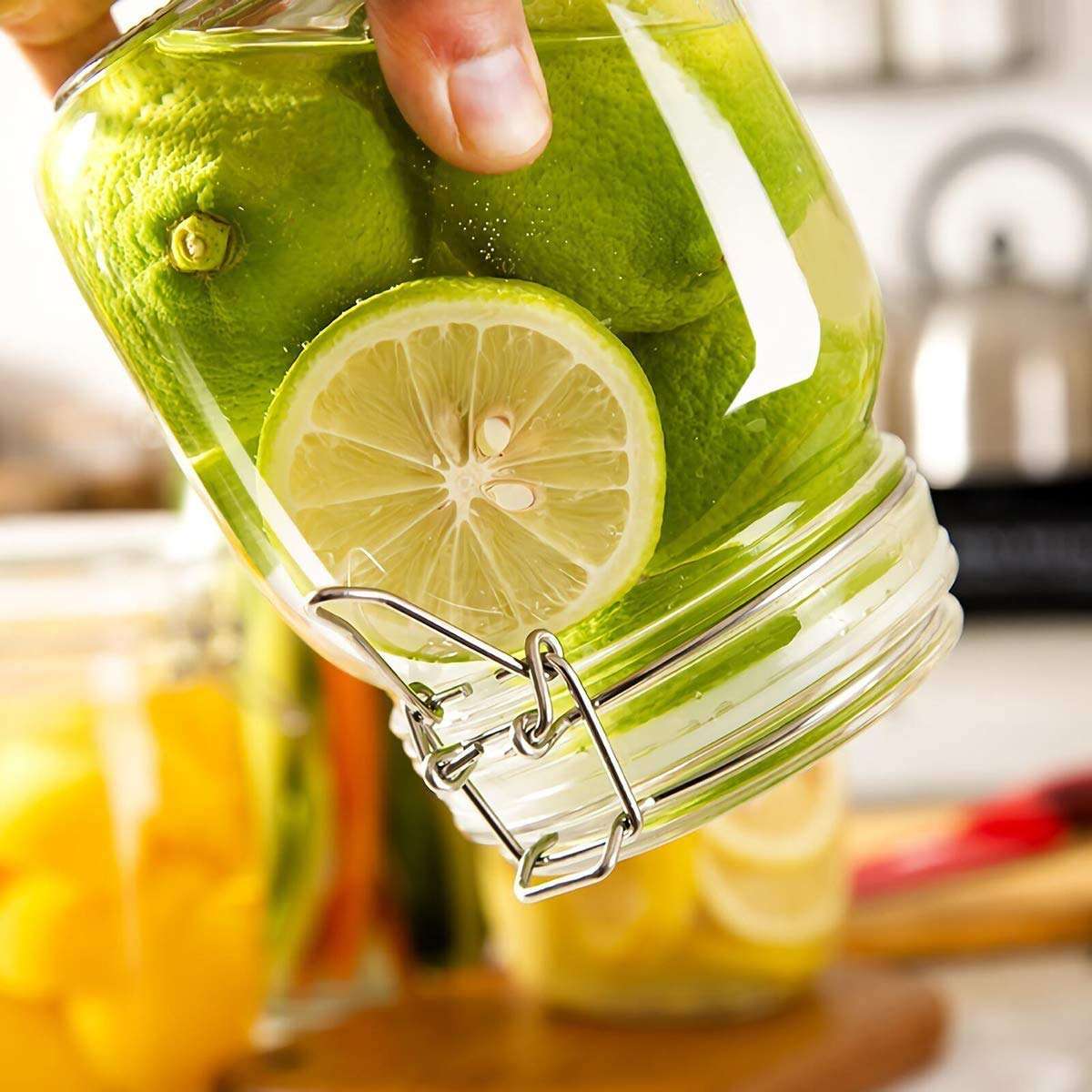 ElysianStores® 500 ML Cube Clip Jar for Food Storage Set of (PCS - 2) 4