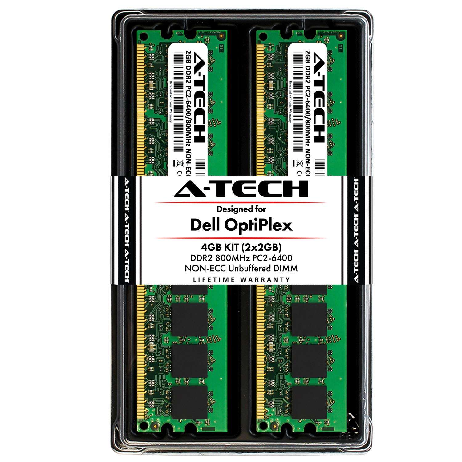 A-Tech 4GB (2 x 2GB) Memory RAM Kit for Dell OptiPlex 960, 760, 755, 745, 740, 360, 330, 160, (MT, DT, SFF, USFF) - DDR2 800MHz PC2-6400 Non-ECC DIMM Modules 1