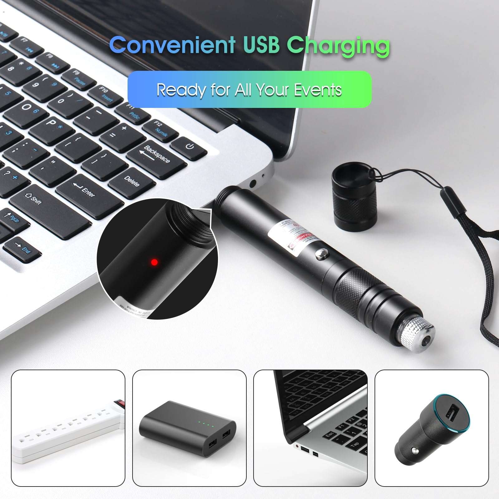 Advanced Long-Range Laser Pointer High Power - Rechargeable Green Laser Pointer with Removable Star Cap - Versatile Laser Pen for Astronomy, Construction, Presentations, and Outdoor Adventures 6