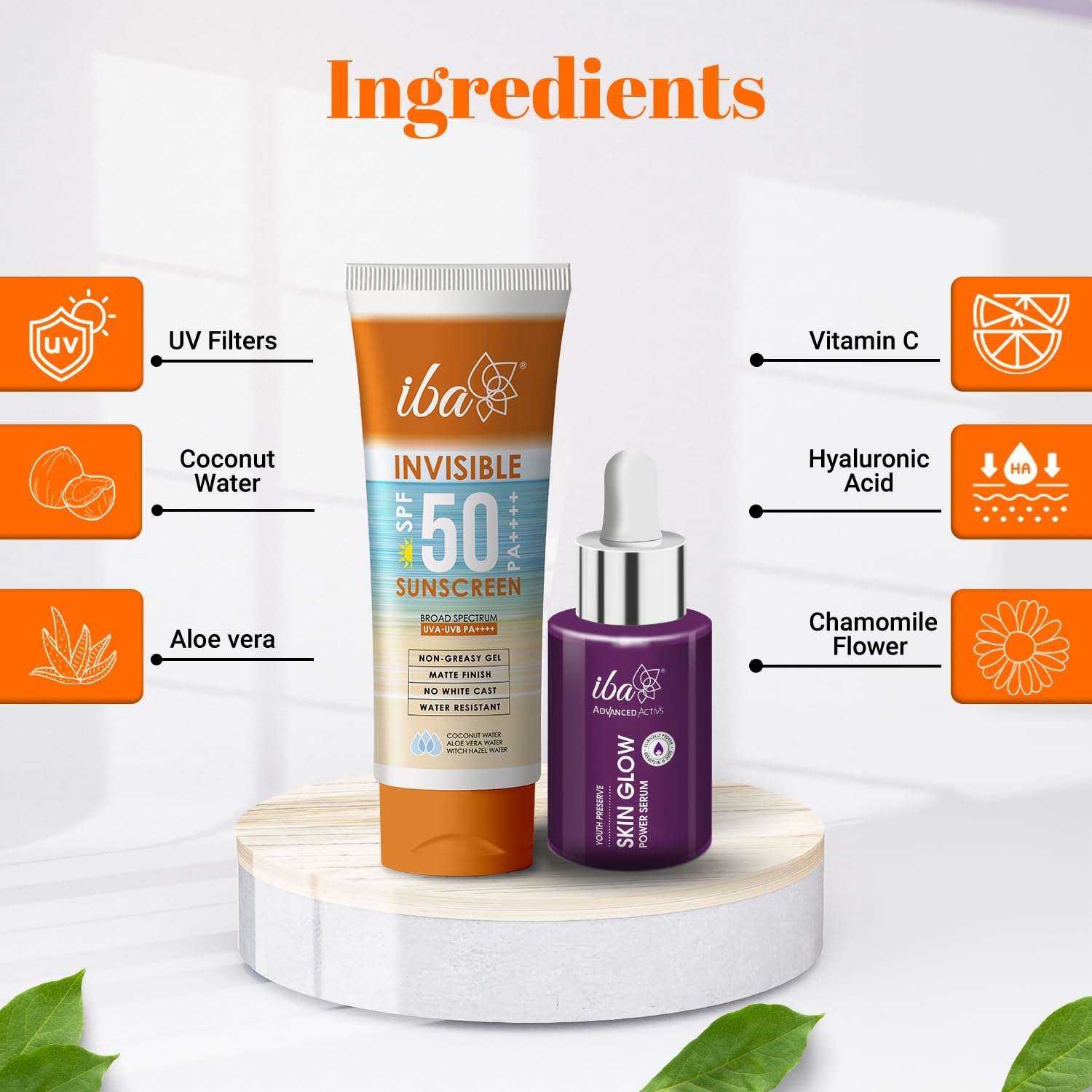 Iba Summer Special Skin Care Combo Vitamin C Serum 30ml + Matte Finish Sunscreen 100g | For Radiant Skin with Brighten Skin Tones and Sun Spots | Halal Certified & Vegan 3