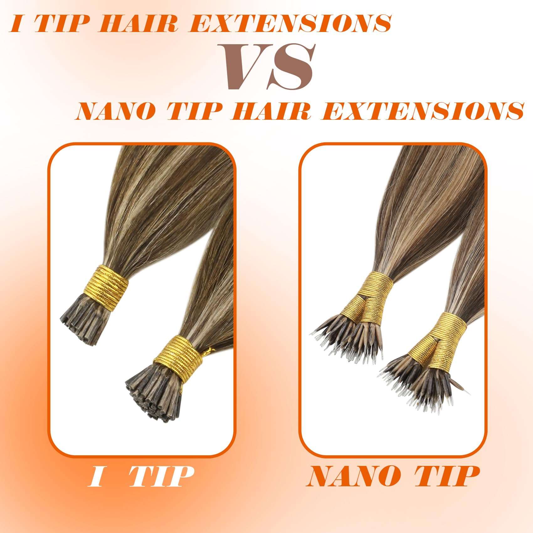 [Sunny & Ve Sunny]Sunny Itip Hair Extensions Dark Brown Highlight Caramel Blonde Bundle with Ve Sunny Ponytail Hair Extensions Same Color 14inch 6