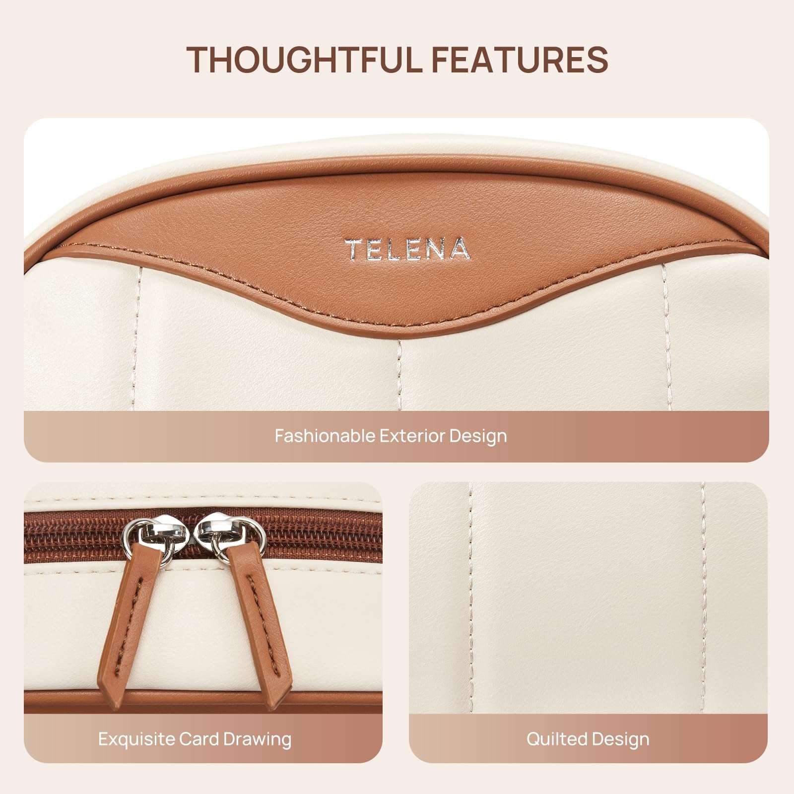 Telena Medium Makeup Bag, Travel Make Up Bag for Women, Vegan Leather Cosmetic Bag for Travel Essentials 6