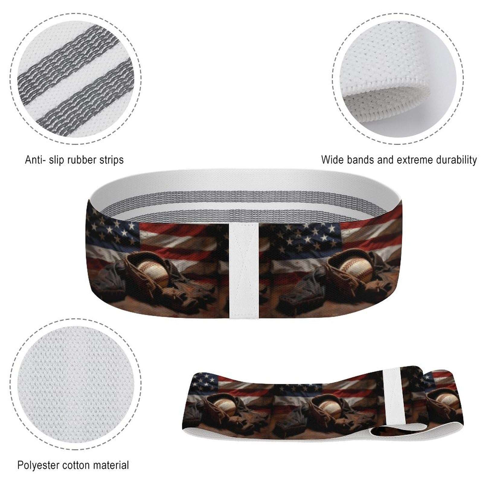U.S. Baseball Flag Resistance Bands Yoga Straps for Stretching for Pilates Workout Bands for Home Gym 4