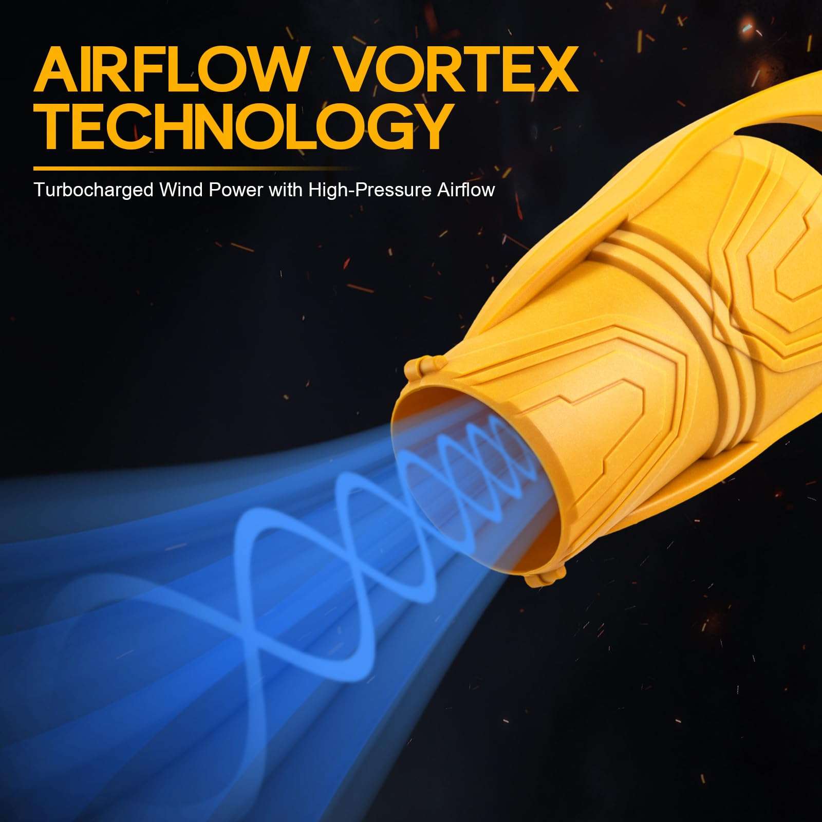 CHANGE MOORE 21V Cordless Leaf Blower with Battery and Charger, Foldable 550W Brushless Motor Handheld Electric Blowers, 2X 3Ah Batteries Portable Leaf Blower for Lawn Care, Garden, Garage, Yellow 4