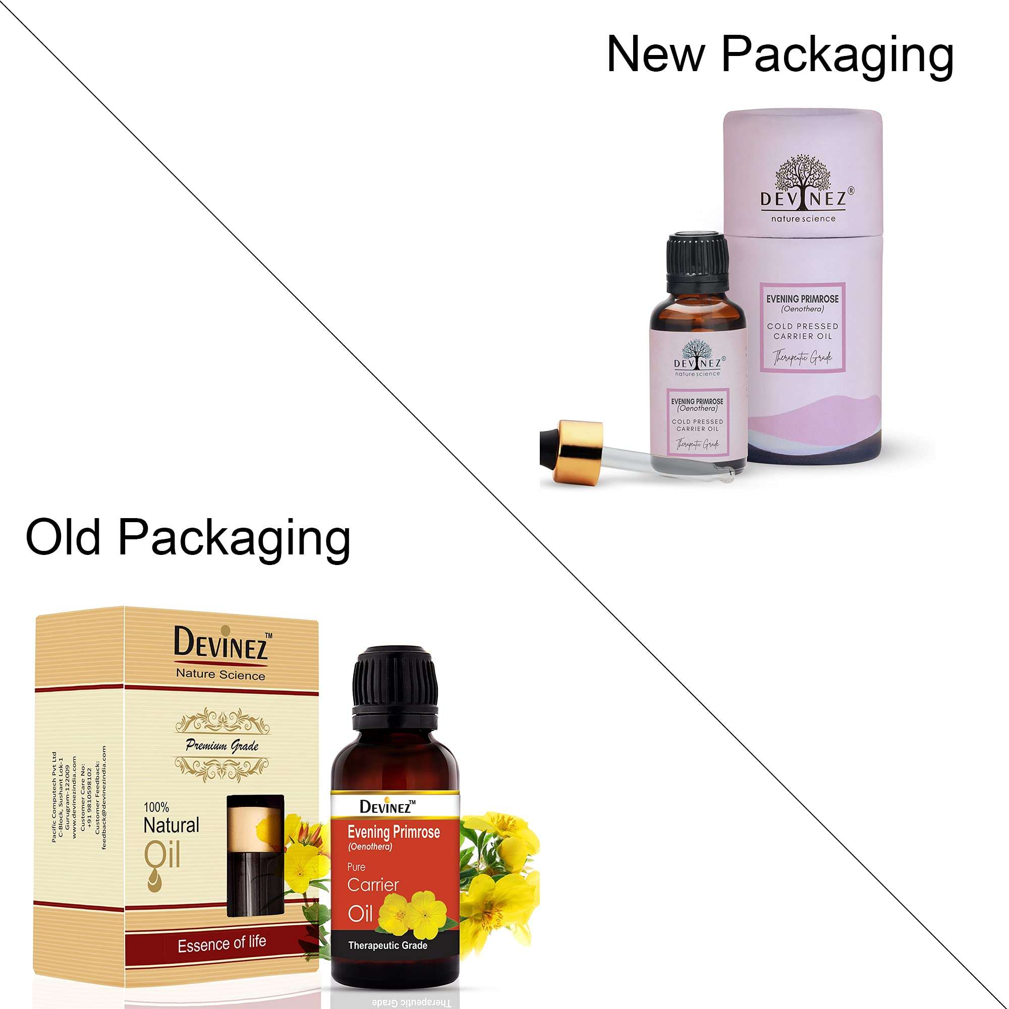 Devinez Evening Primrose Cold Pressed Oil, 100% Pure, Natural & Undiluted, 50ml in Glass Bottle - Acne, Help reduce wrinkles, moisturizes the skin, scalp and hair 3