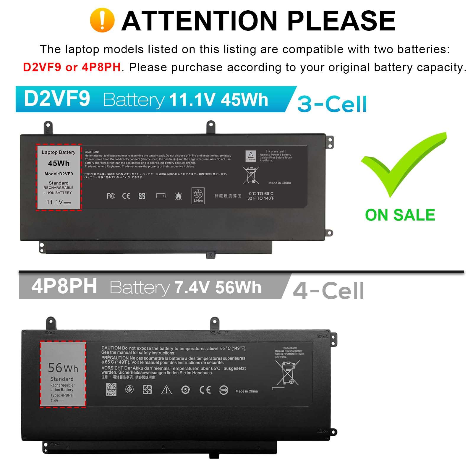 Fancy Buying New Laptop Battery Replacement for Dell Inspiron 15 7547 7548 D2VF9 0PXR51 PXR51-11.1V 45WH 2