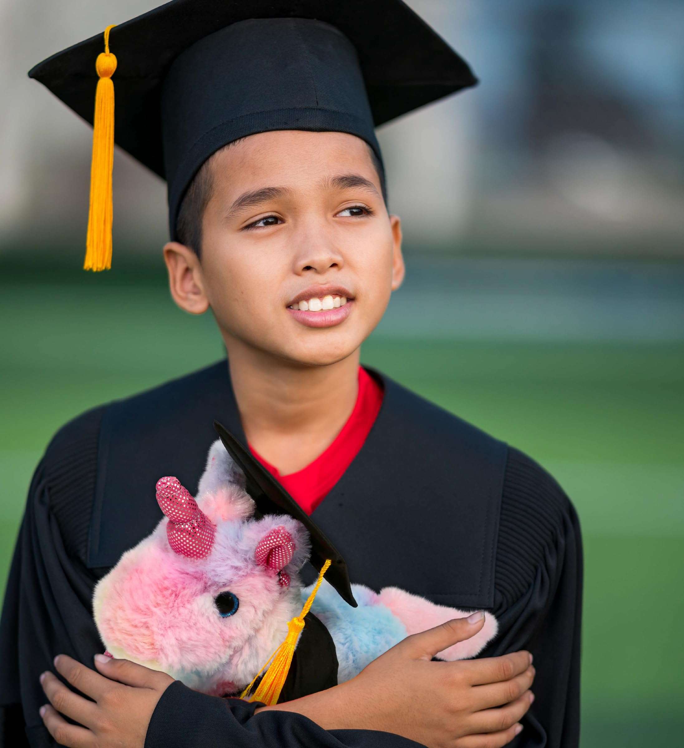 DolliBu Sunday Rainbow Unicorn Graduation Plush Toy - Cotton Candy Plush Graduation Stuffed Animal Dress Up Gown and Cap with Tassel - Gift with Personalization - 10.5 Inches 6