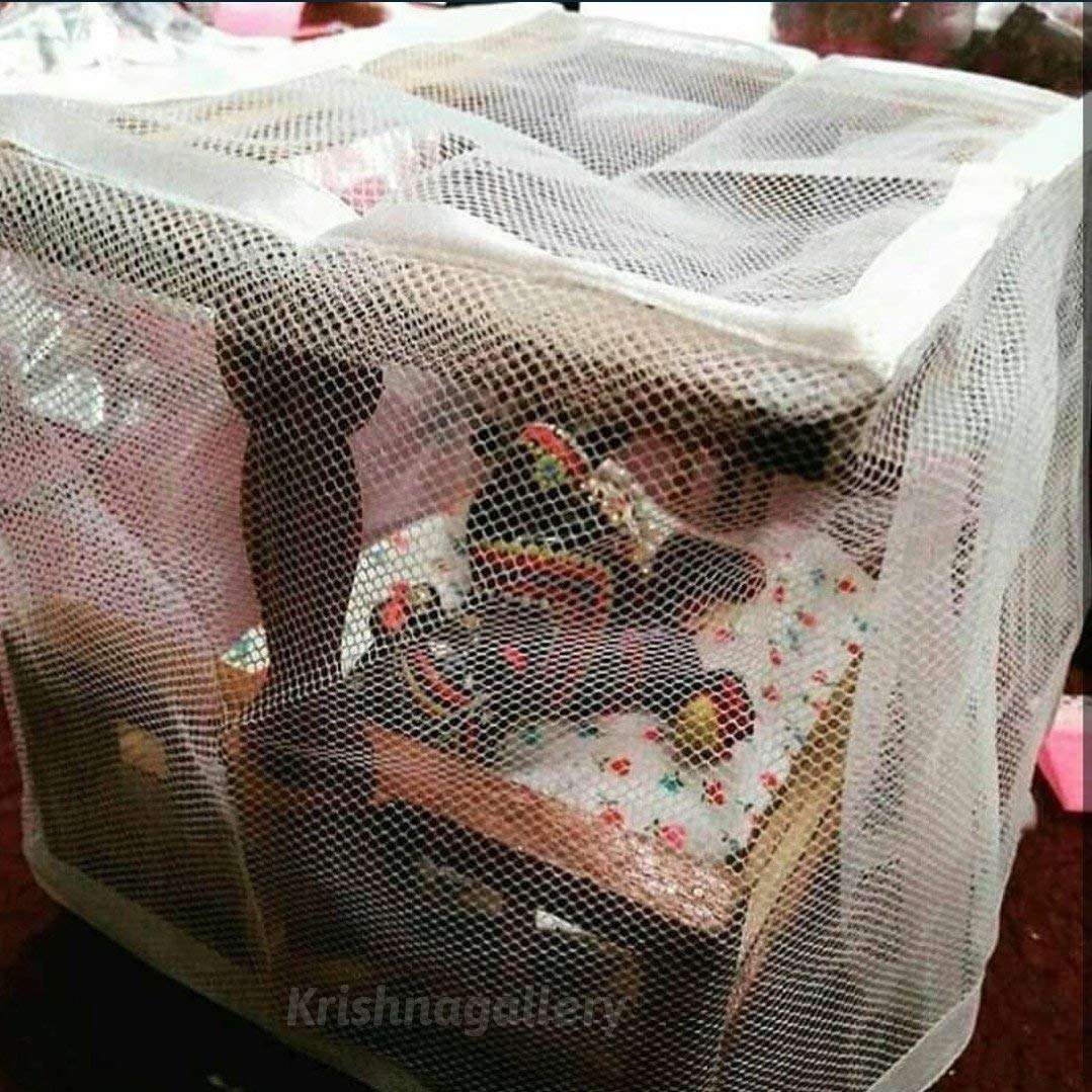 Laddu Gopal Mosquito net Bed Wooden Very Good qwality Washable Bed (Size 4 to 6 No) 1