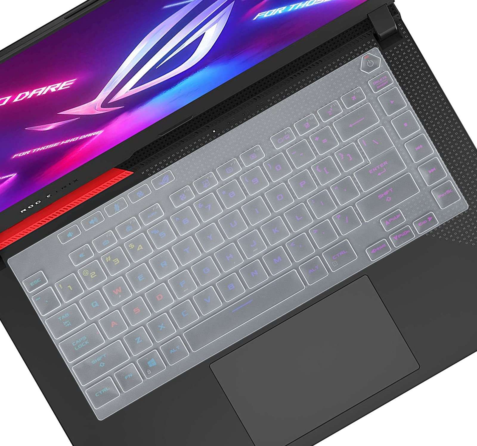 Saco Keyboard Silicone Skin Cover for ASUS ROG Strix G15 2021 Gaming Laptop 15.6", ASUS ROG Strix G15 G513 G513QR G513QR-ES96 [Not Fit for 2020 ASUS ROG Strix G15] 15.6 inch Laptop - Transparent
