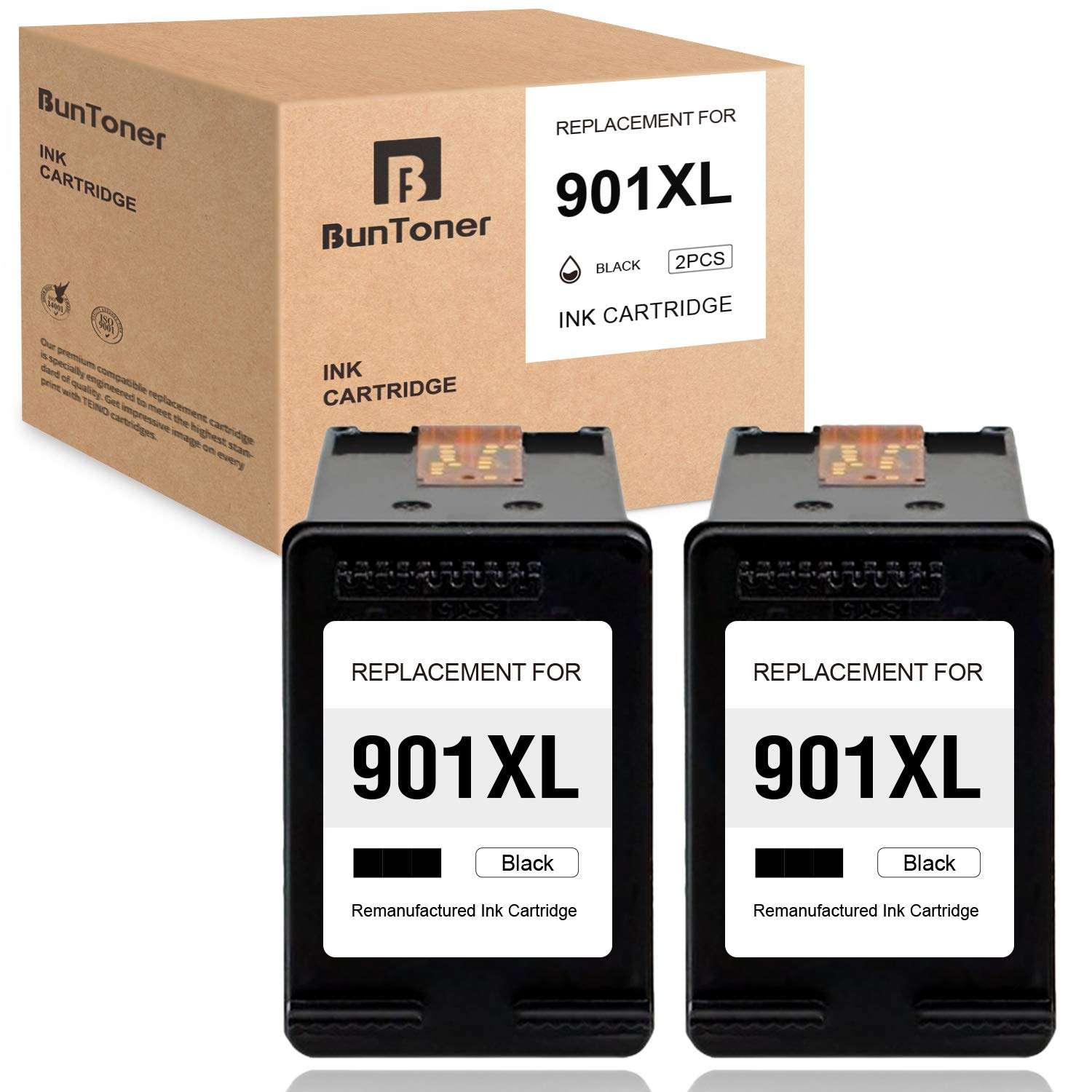 BUNTONER Remanufactured Ink Cartridges Replacement for HP 901 901XL use with HP OfficeJet J4680 J4580 J4680C J4550 J4524 J4540 J4500 J4624 J4660 J4640 4500 G510n G510g G510a (Black, 2-Pack) 1