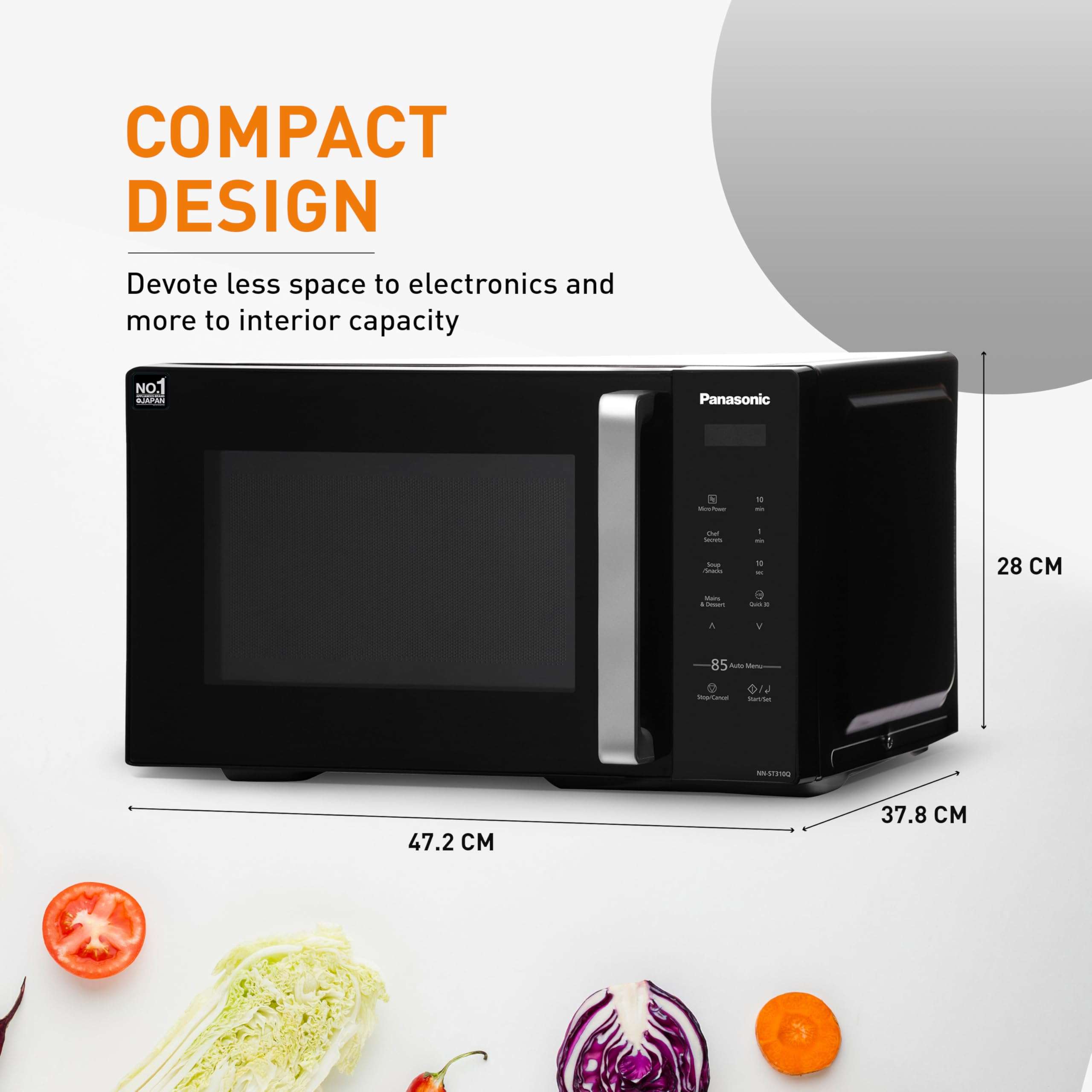 Panasonic 25L Solo Microwave Oven (NN-ST310QBFG, Black, 85 Auto Cook Menus) 4