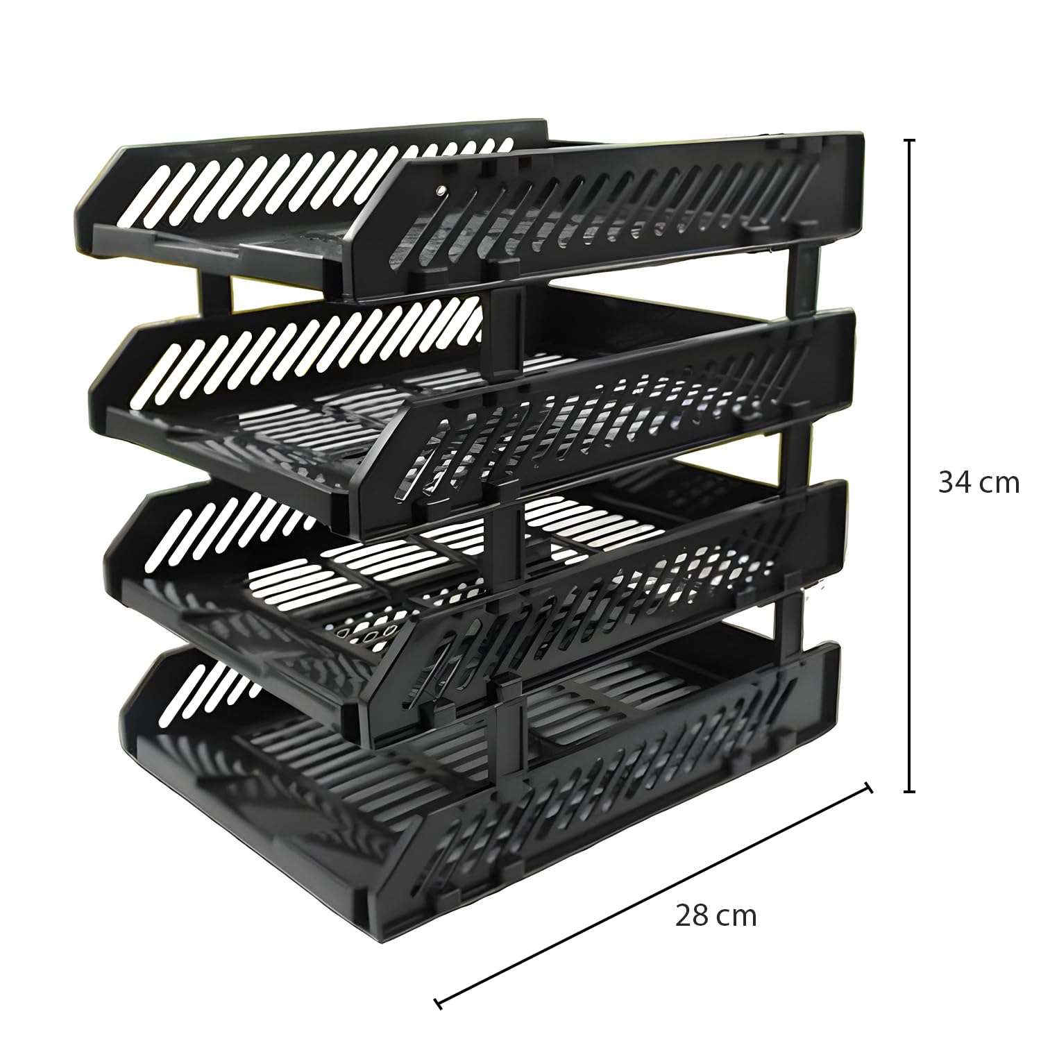 Oblivion Multifunctional Tiered Shelf Freestanding File Rack With Drawers-4-Layer Desktop Storage Organizer For Office Supplies,Adjustable For A4/Letter Size,Sturdy & Space-Saving For Home Or Office 5