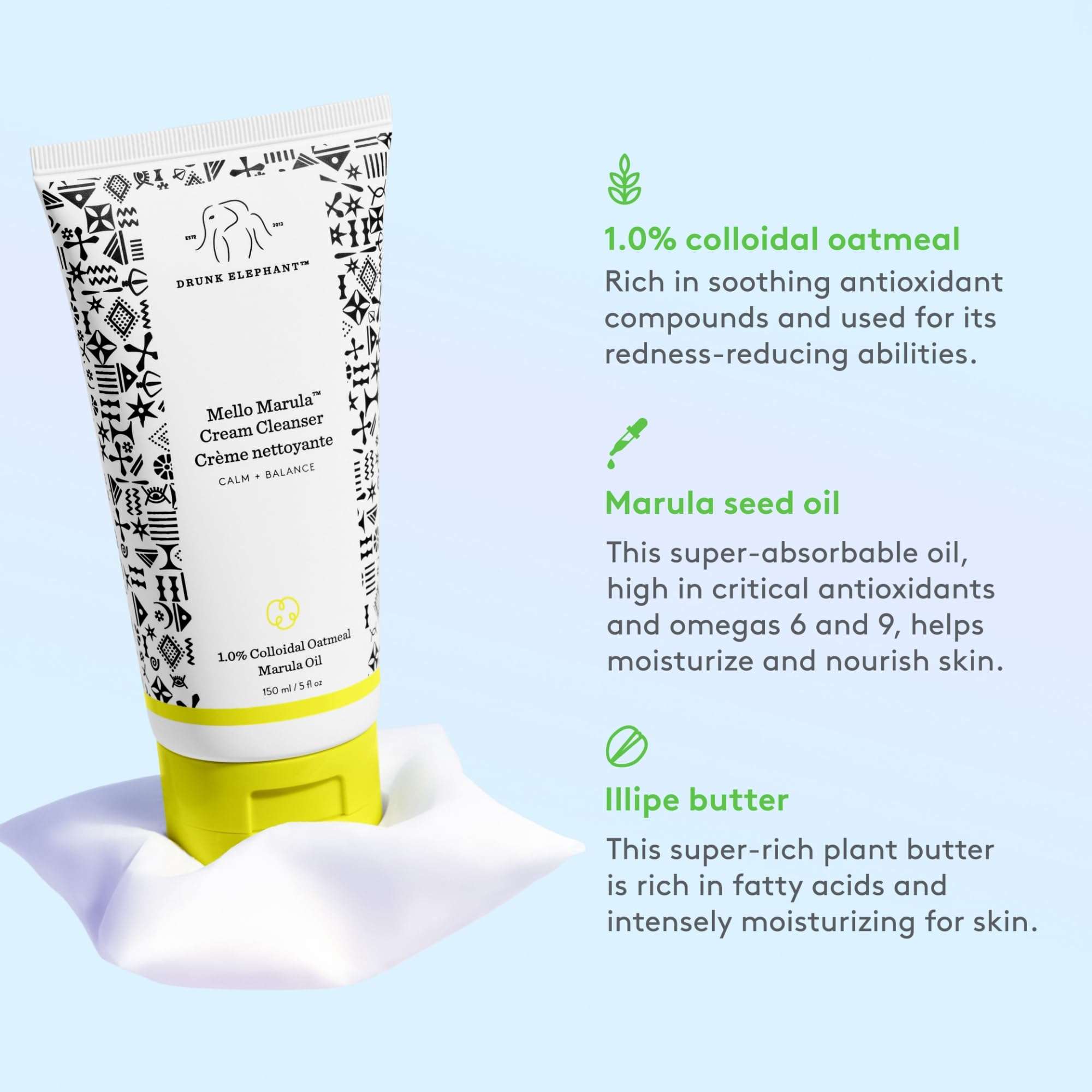 Drunk Elephant Mello Marula Cream Cleanser - 150 ml/5 fl oz - Calming Face Wash - Clean Clinical Skincare - Cruelty-Free - Dermatologist-Tested - Free of Essential Oils, Silicones, and Fragrance 6