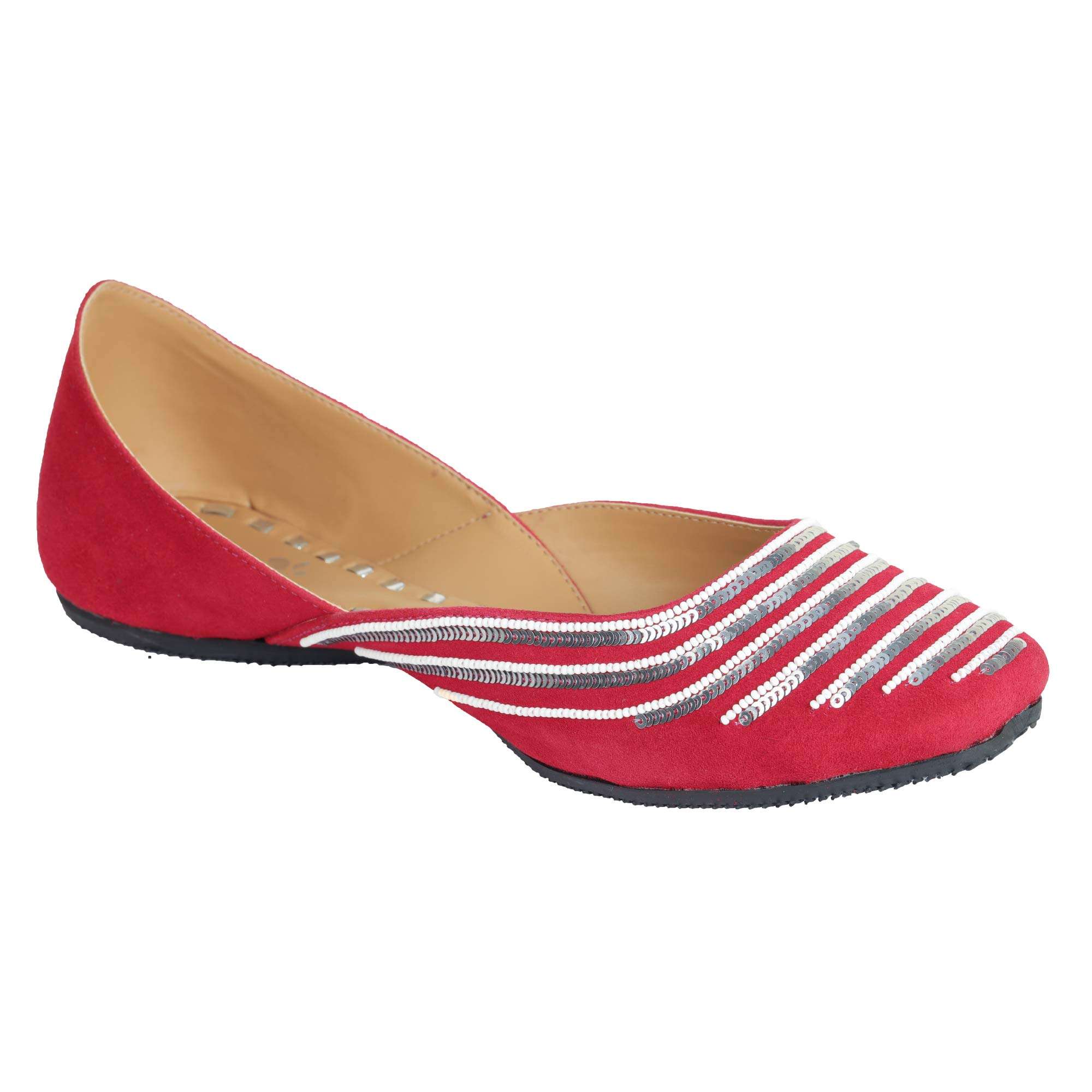 Amica Slexia Women's Leather Casual & Formal Jutis & Mojari (Red_Size-6) 1