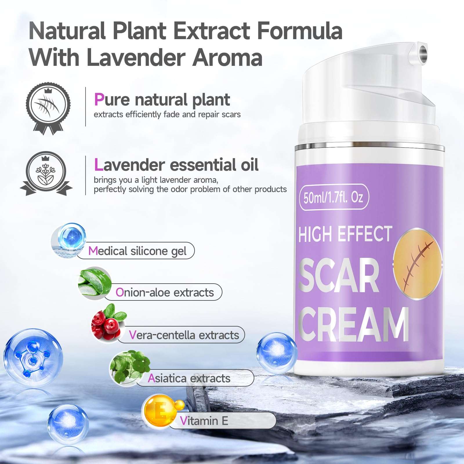 Advanced Scar Cream Silicone Scar Gel Scar Removal Cream for Face, Body, Surgical, C-section, Stretch Marks, Acne, Injury, Burns, Keloids, Old and New Scars 1.7 oz(50g) 4