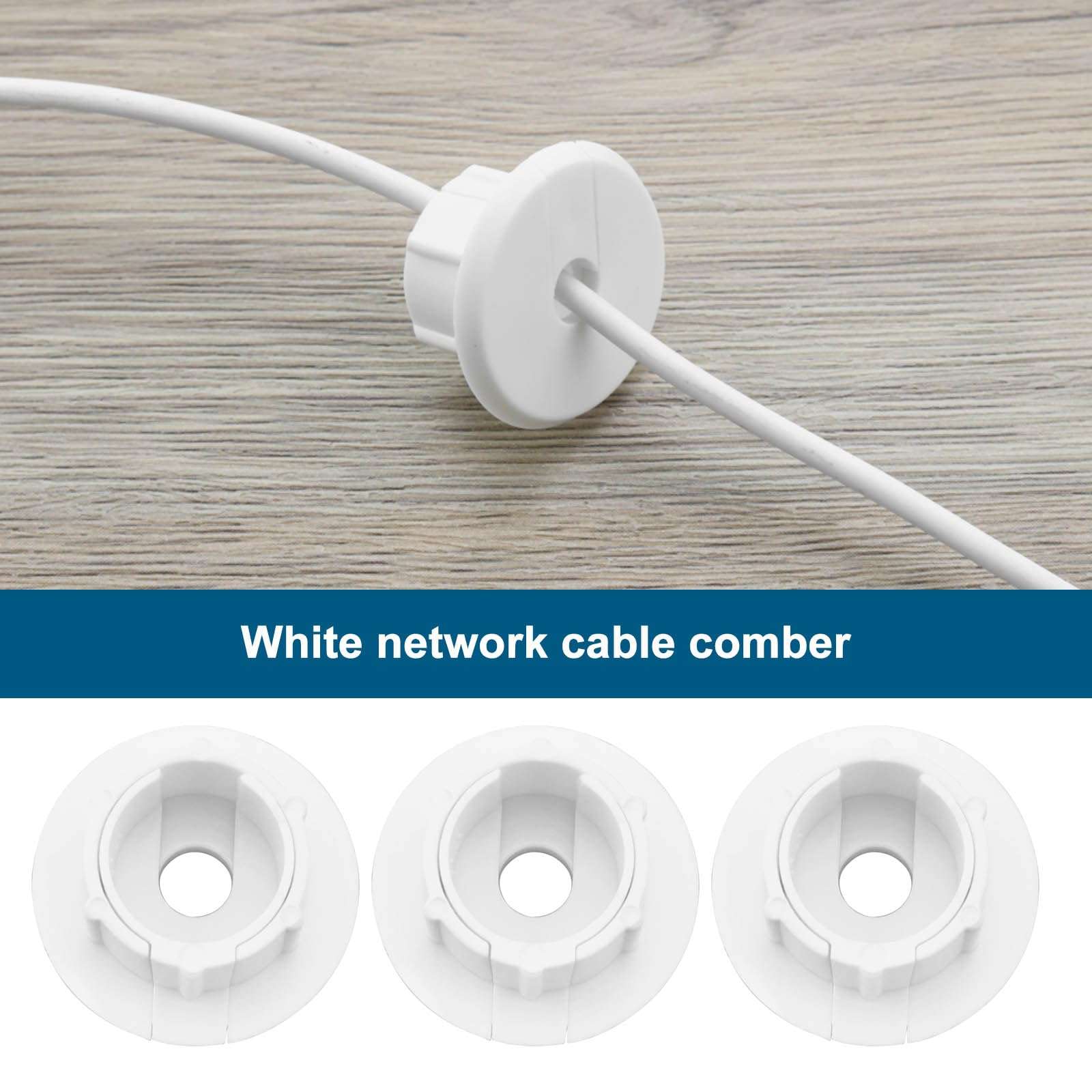 Create idea 4PCS 1-Inch Wall Hole Feed-Through Cable Bushing Plastic for Starlink Ethernet Cable Grommet Furniture Wire Holes Network Cable Fixed Carder (White) 3