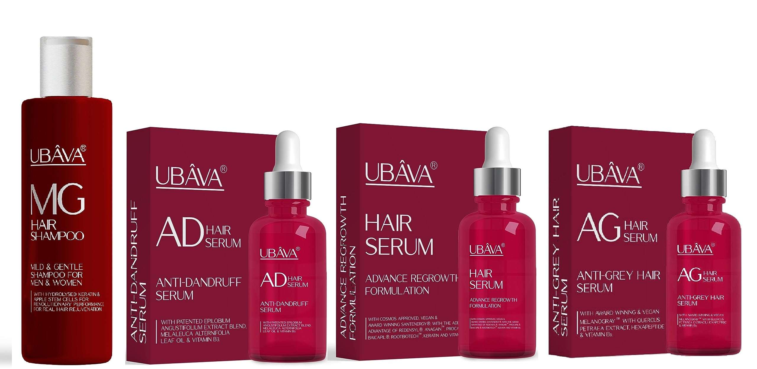 UBAVA Hair Serum + UBAVA AD Hair Serum + UBAVA AG Hair Serum + UBAVA MG Hair Shmpoo (4) 1