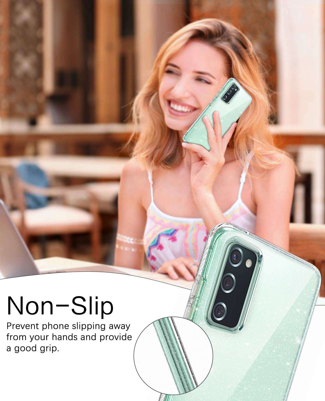 BENTOBEN Samsung Galaxy S20 FE Case, Clear Glitter Bling Sparkly Slim Soft TPU Rugged Shockproof Protective Bumper Phone Case Cover for Samsung Galaxy S20 FE 5G, Clear Glitter 5