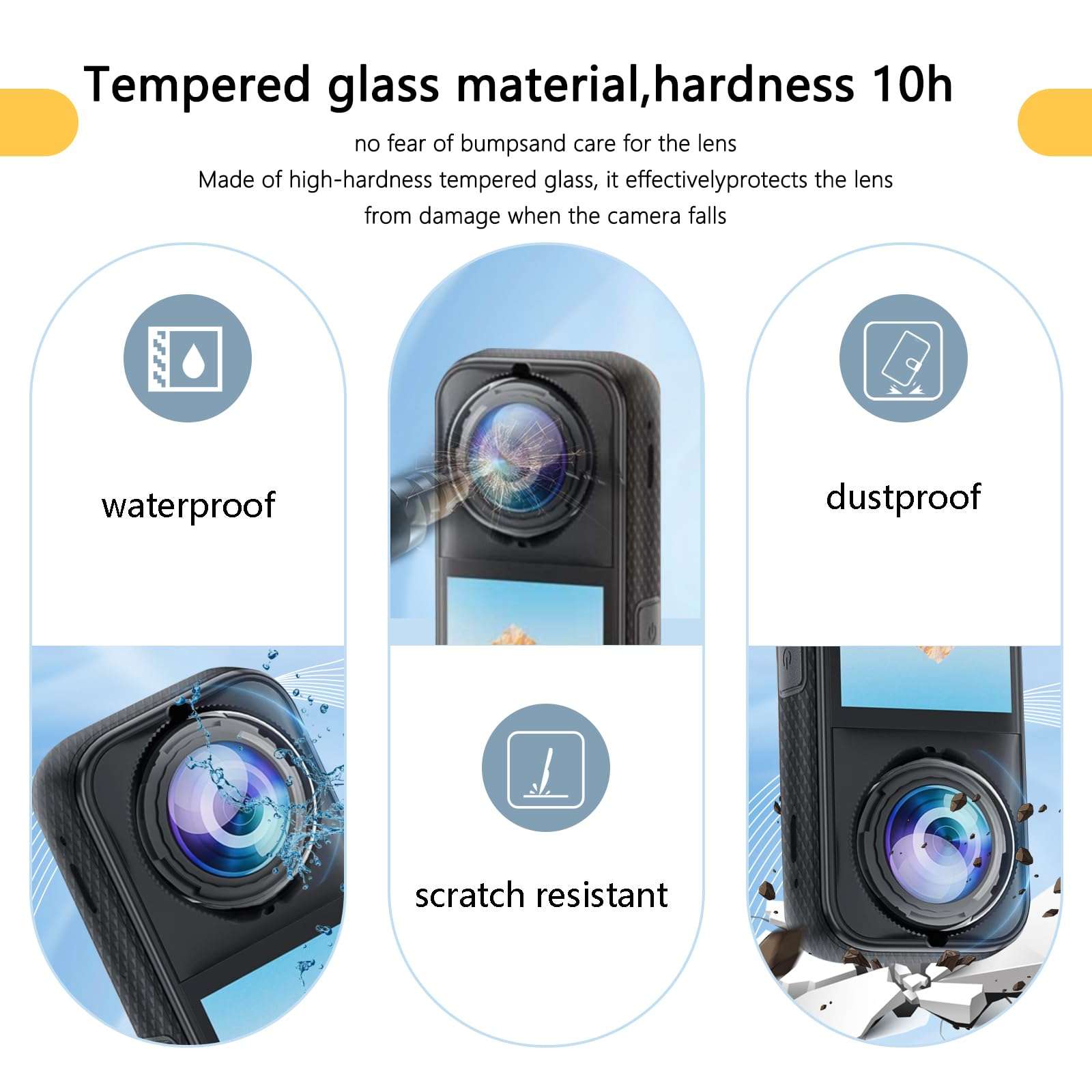 ZEQKULW X4 AIR Premium Lens Guards & 360x4 air Screen Protector for Insta360 X4 air accessories Outdoor Adventures,10H Optical Tempered Glass, 98% Transparency, Water & Dust Resistant x4 AIR insta 360 (X4 Air Lens Guards) 4