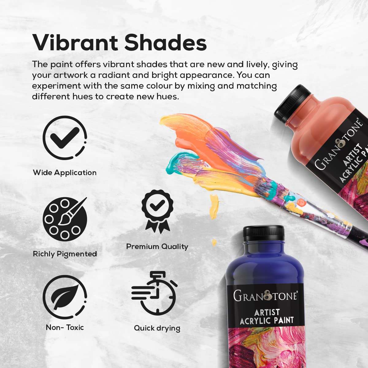 GRANOTONE Acrylic Colour | 500 ml (Nut Brown) | Rich Pigment, Non-Cracking Art & DIY Paint | Suitable for Canvas, Wood, Leather, Earthenware, and Metal 5