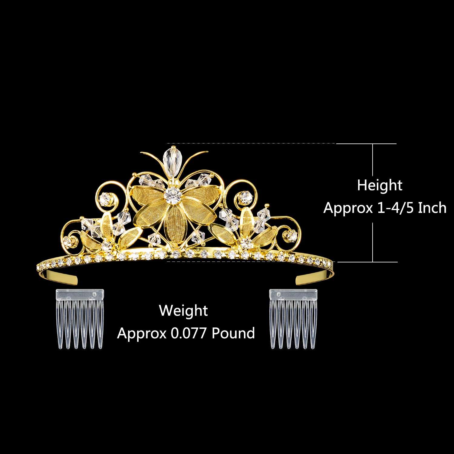 DcZeRong Gold Tiara Girls Birthday Tiara Gold Princess Tiaras Crowns Gold Prom Tiara Costume Prom Crowns Homecoming Queen Crown Tiara Women Birthday Queen Tiaras Crowns 3