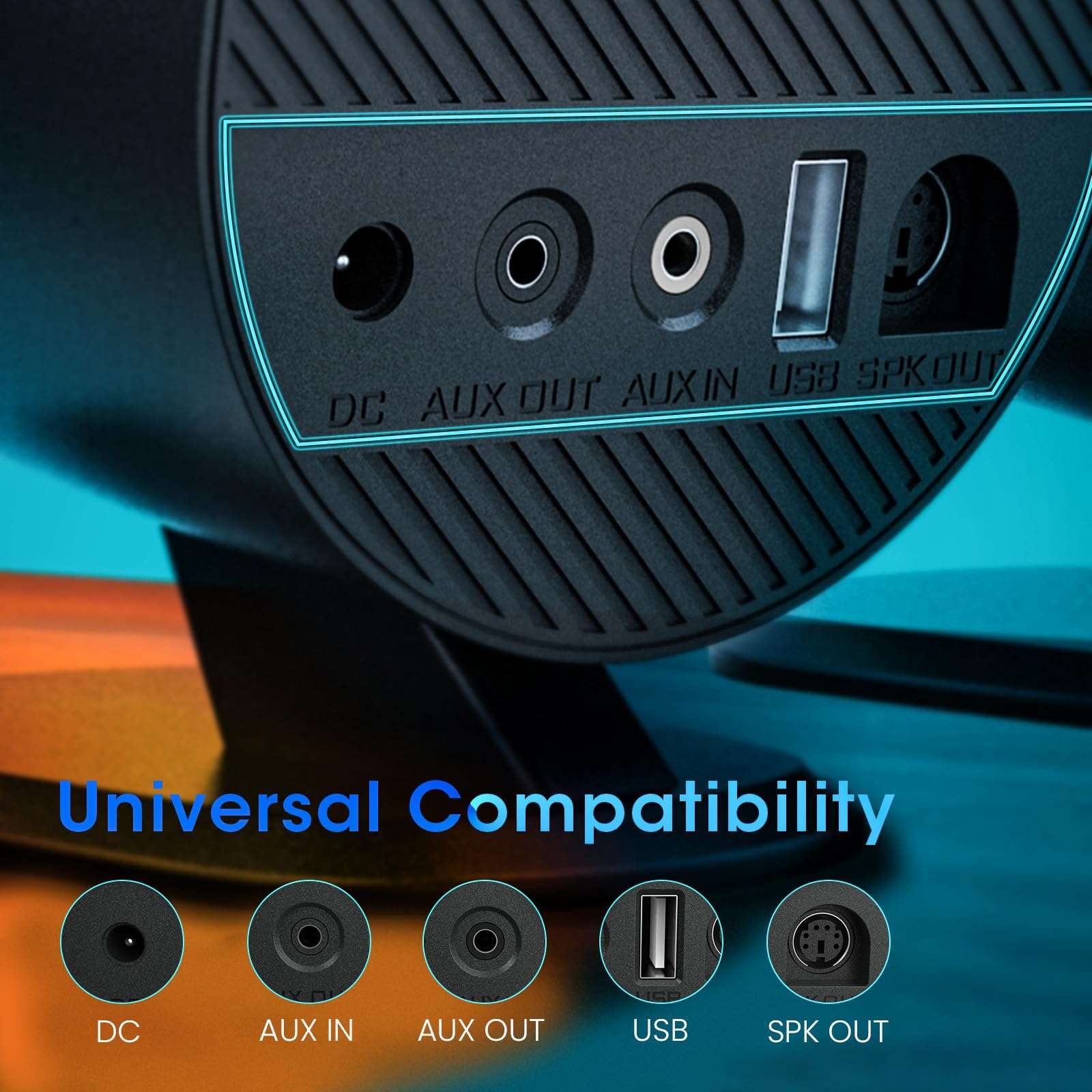Littoak Computer Speakers, 2*15W Bluetooth Gaming Speaker, 2.0 CH PC Stereo with 6 LED Modes, AC Powered Speaker with 3 Equalizer Modes, Aux in/out, USB port Speakers for Laptop/Desktop/Tablets/Phone 5