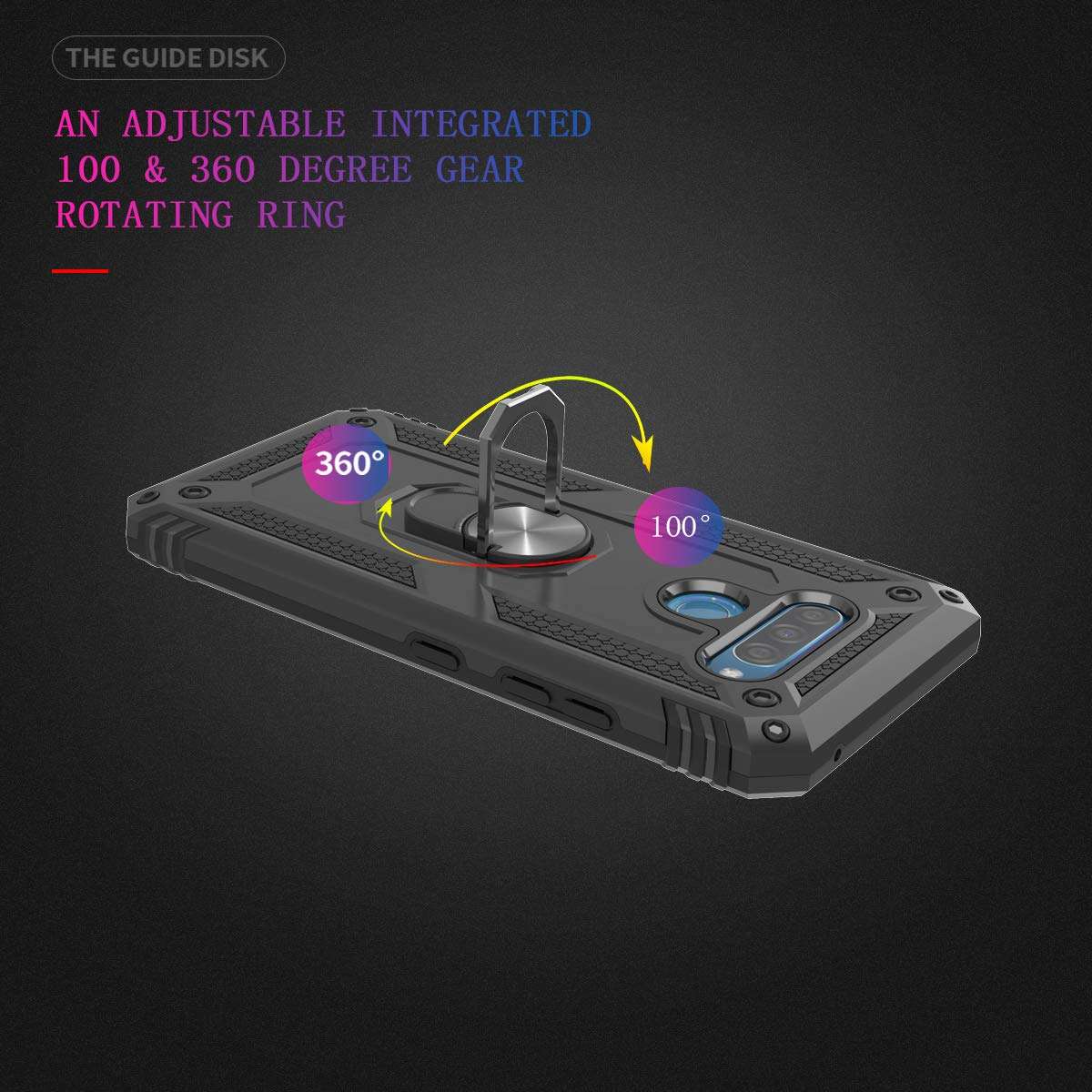 Zingcon Compatible for LG K50 / Q60 Case,[HD Screen Protector] Military-Grade Ring Holder Stand Kickstand Phone Cases Fitting Magnetic Car Mount for LG K50-Black 5