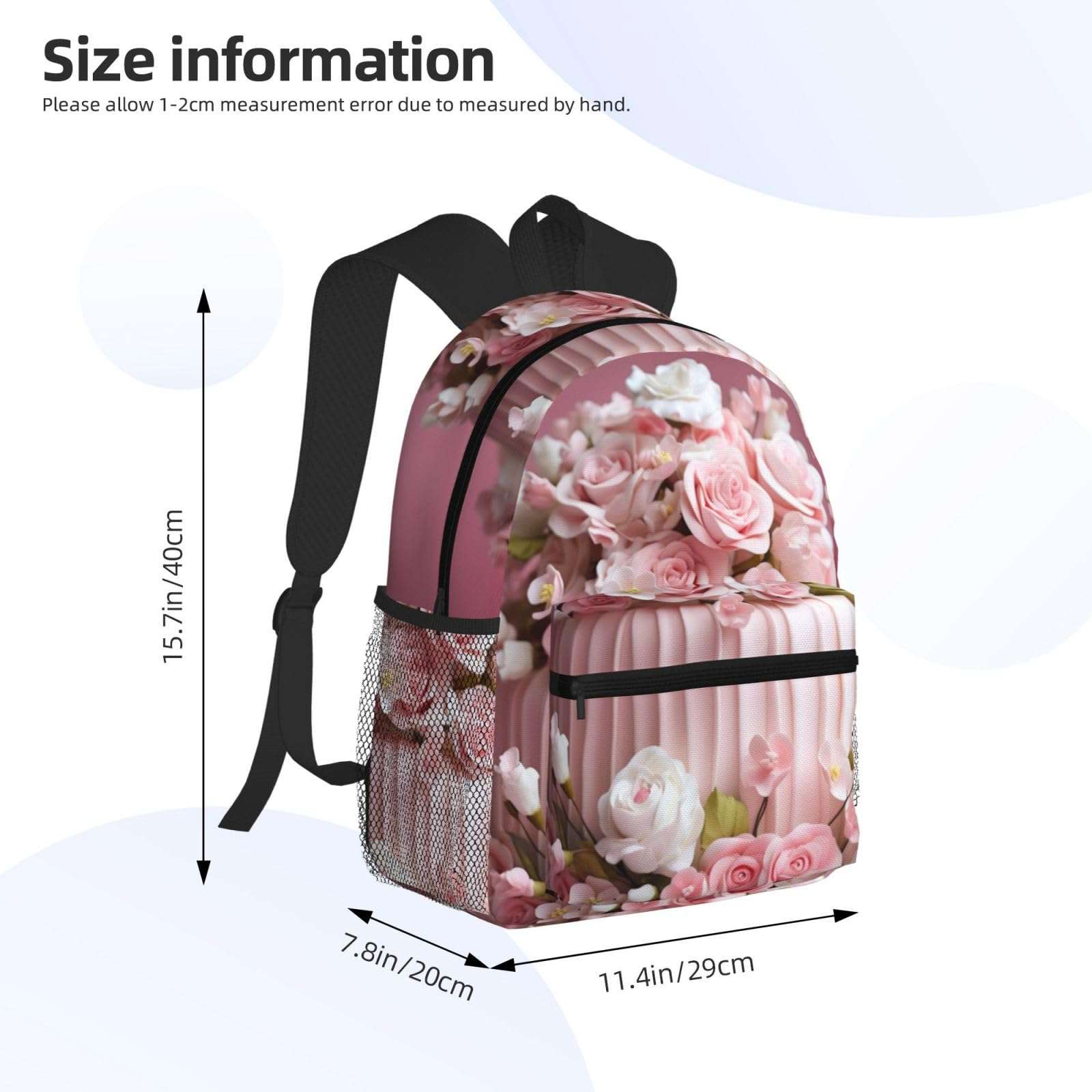ASSORT Beautiful Flower Cake Print Laptop Backpack Anti Water Bag For Men Women, Travel, College, Work, And Business 5
