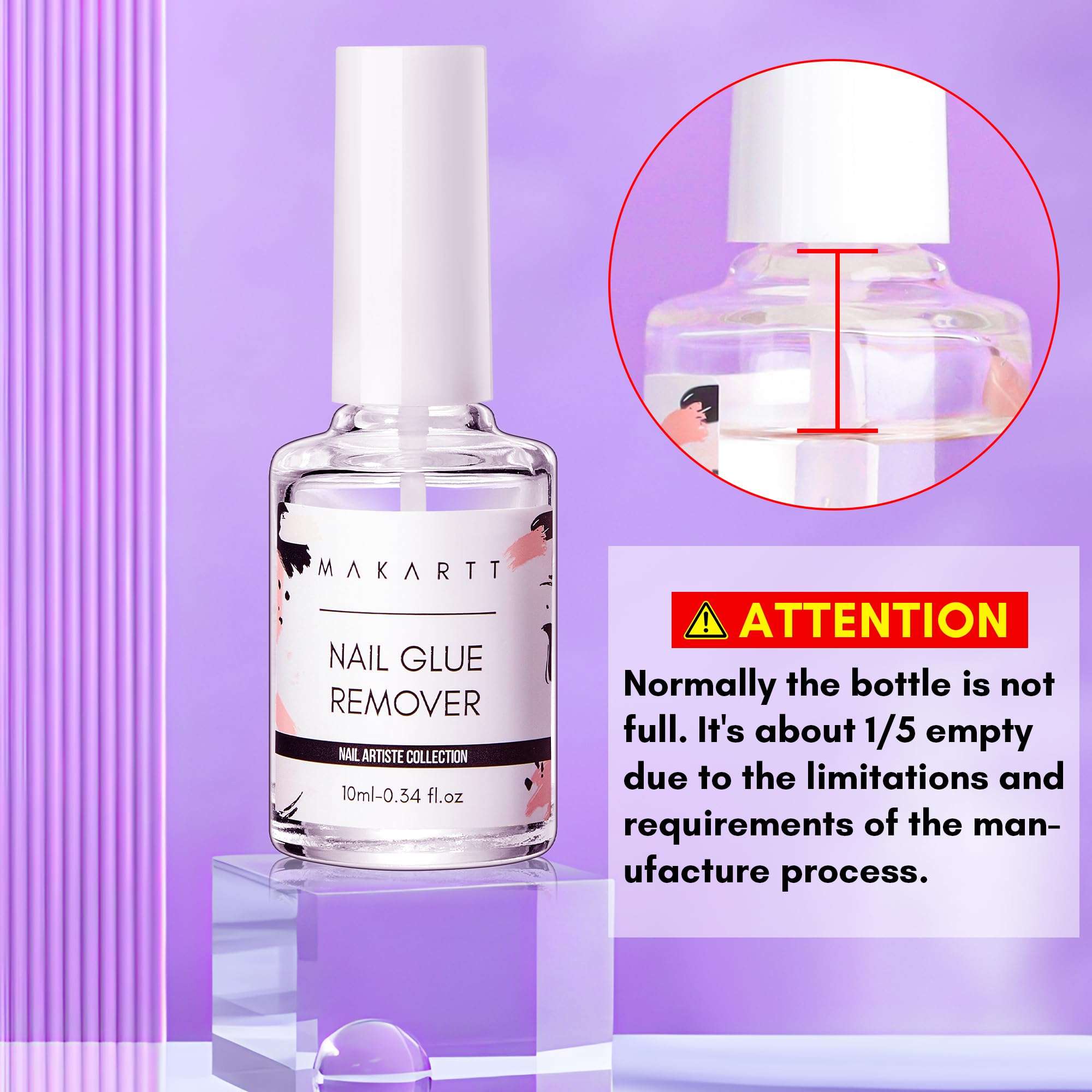Makartt Nail Glue Remover for Press on Nails,10ML Glue Off for Nail Tips Acrylic Nails Fake Nails Debonder Adhessive Remover Acetone-free Nail Polish Remover, Can't Remove Gel Nail Polish 5