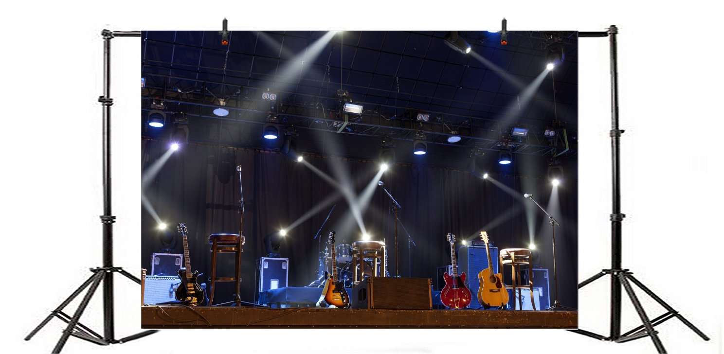 Yeele 10x8ft Band Stage Backdrop Spotlight Nightclub Show Rock Guitar Singing Performance Bar Photography Background Adult Portrait Photo Booth Video Shooting Vinyl Wallpaper Photocall Studio Prop 4
