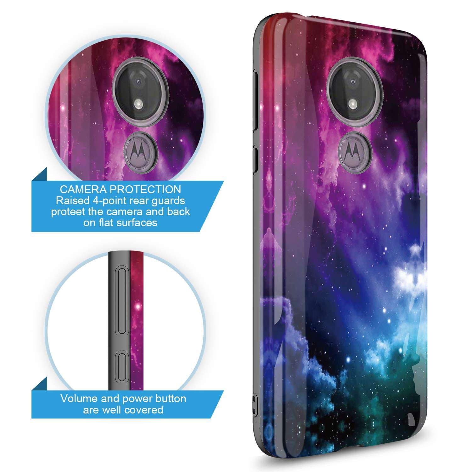 GORGCASE Case Design for Moto G7 Play, T-Mobile Revvlry, Moto G7 Optimo (XT1952DL), Slim Anti-Scratch Shock-Proof Cute Sparkle Bling Teen Girls Women Protective Cover Marble Black RED 2
