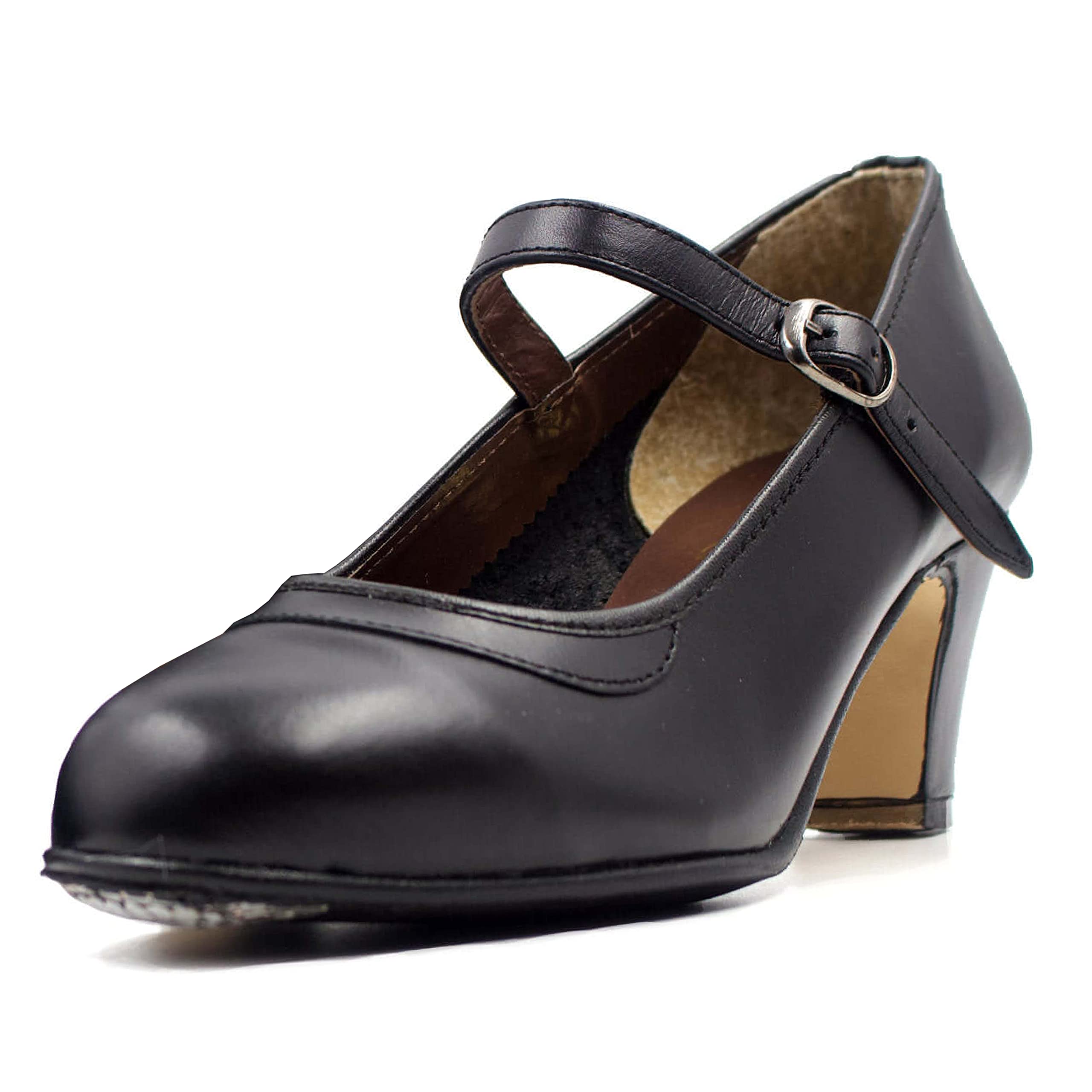 Ole Ole Flamenco Women’s Flamenco Shoes with Nails, Beginner Folklorico Dance Shoe, 5cm Heel, Made in Spain (Numeric_9_Point_5) Black