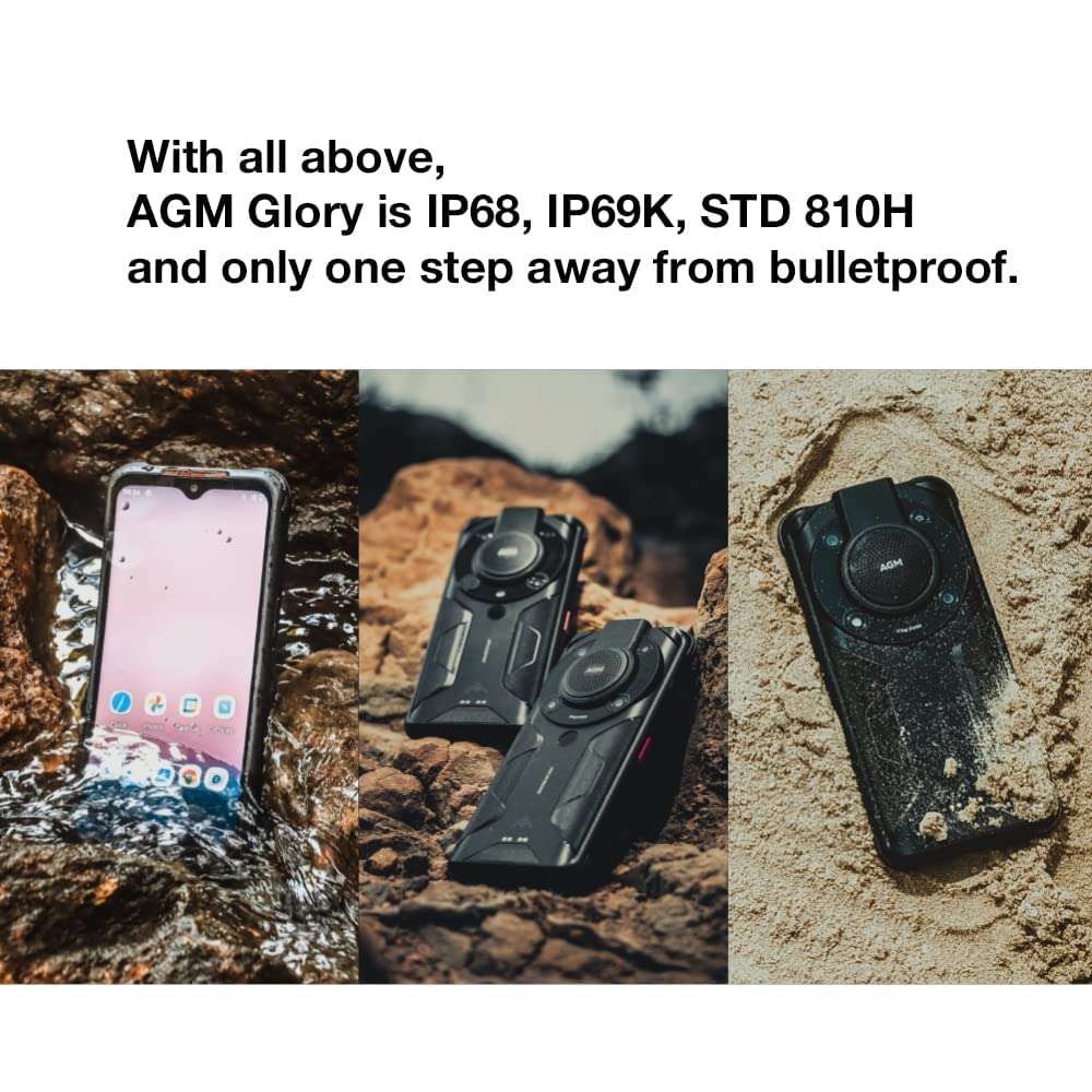 AGM Glory Rugged Smartphone 5G Rugged Phone Unlocked Dual SIM, Snapdragon 480, 6200mAh, Rugged Cell Phone 256GB ROM 8GB RAM, 20MP Night Vision Camera, 48MP Camera, 6.53'' FHD+ Display, Android 11 6