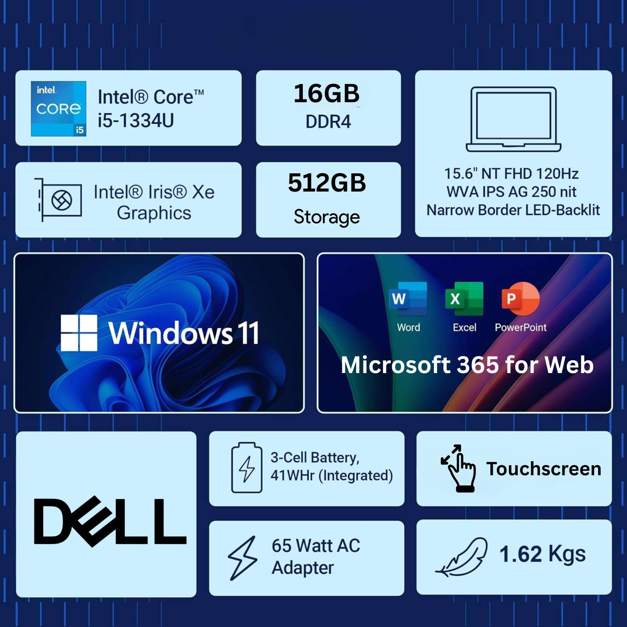 Dell Inspiron 15.6" FHD Touchscreen Business Laptop, 13th Gen Intel Core i5 (Beat i7-1250U), 12GB RAM, 512GB Storage(256GB SSD and 256GB External), Win 11, Office 365 for Web, USB-C, no Mouse 3