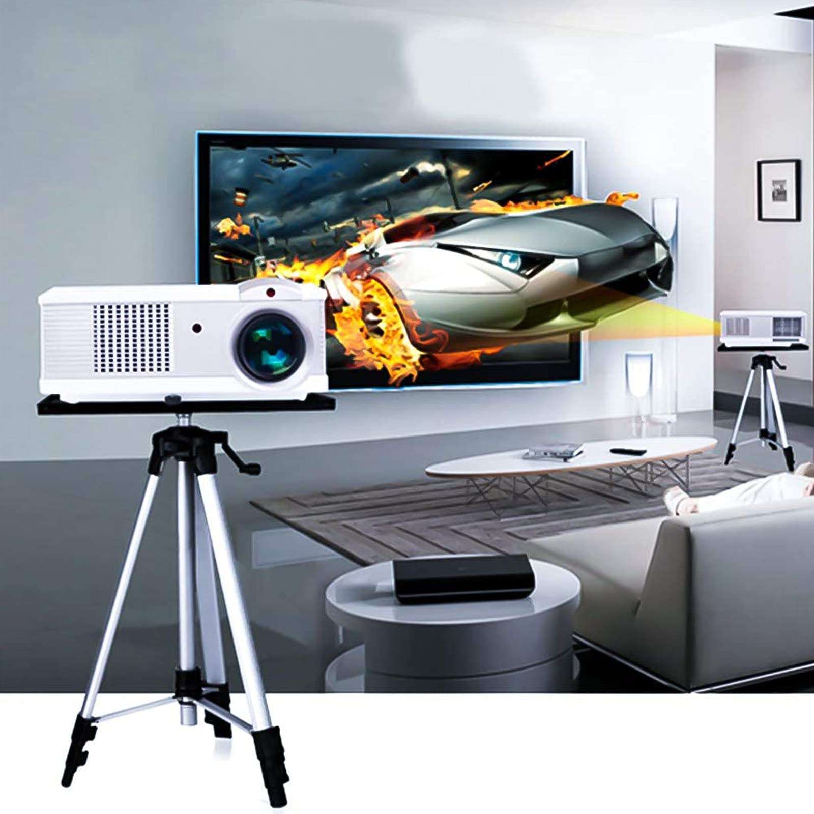 Aluminum Tripod Projector Stand, Adjustable Laptop Stand 21 to 54inch Multi-Function Stand with Tray Holder and Storage Bag for Projectors Laptops Photography 6