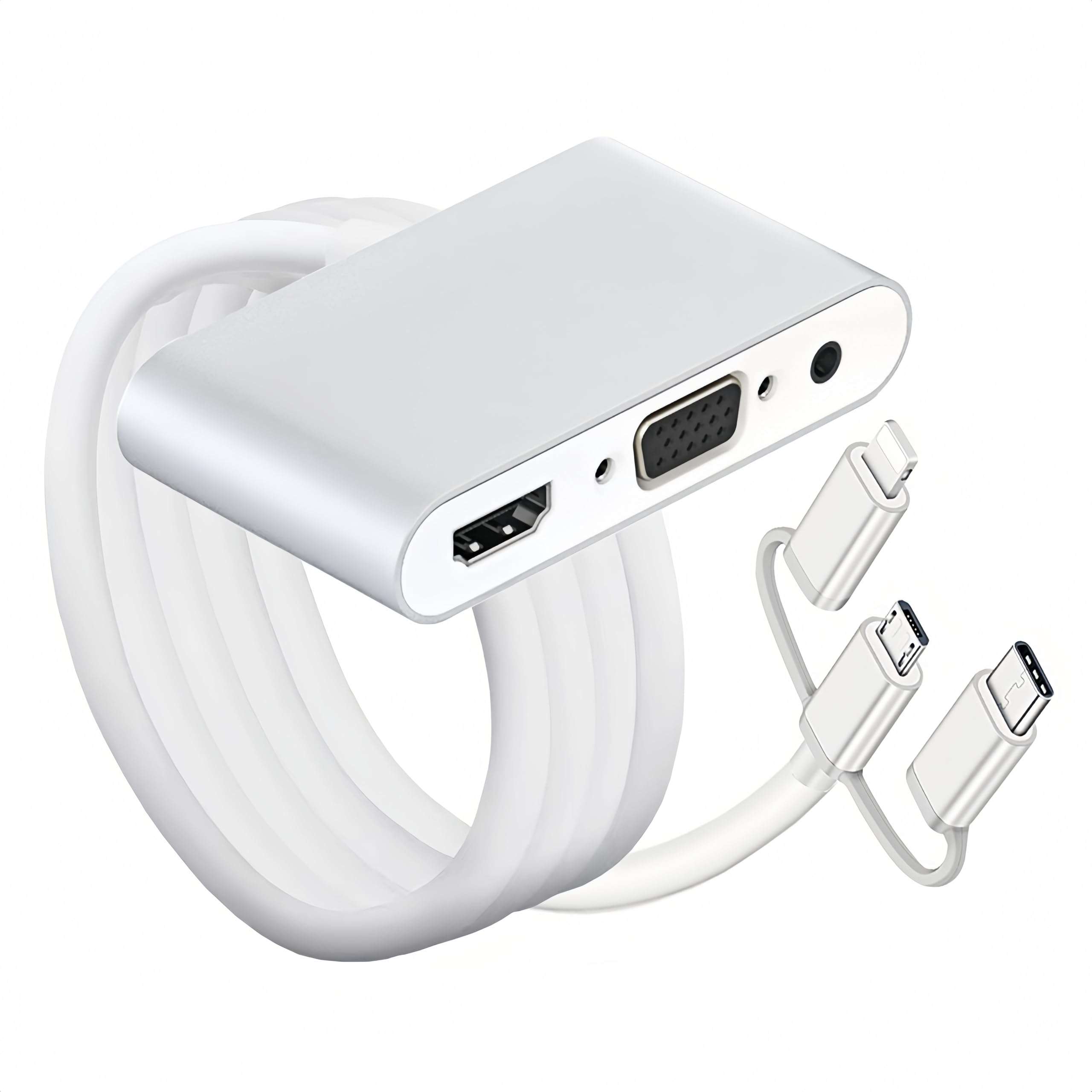 Watlq 3-in-1 USB C to HD/VGA/Audio Adapter,Type-C Wired Screen mirroring Connect Cable,Casting/Phone to TV/Projector/Monitor,Sync Video and Sound,Compatible with iOS/Android/Tablets 1080P HD Display