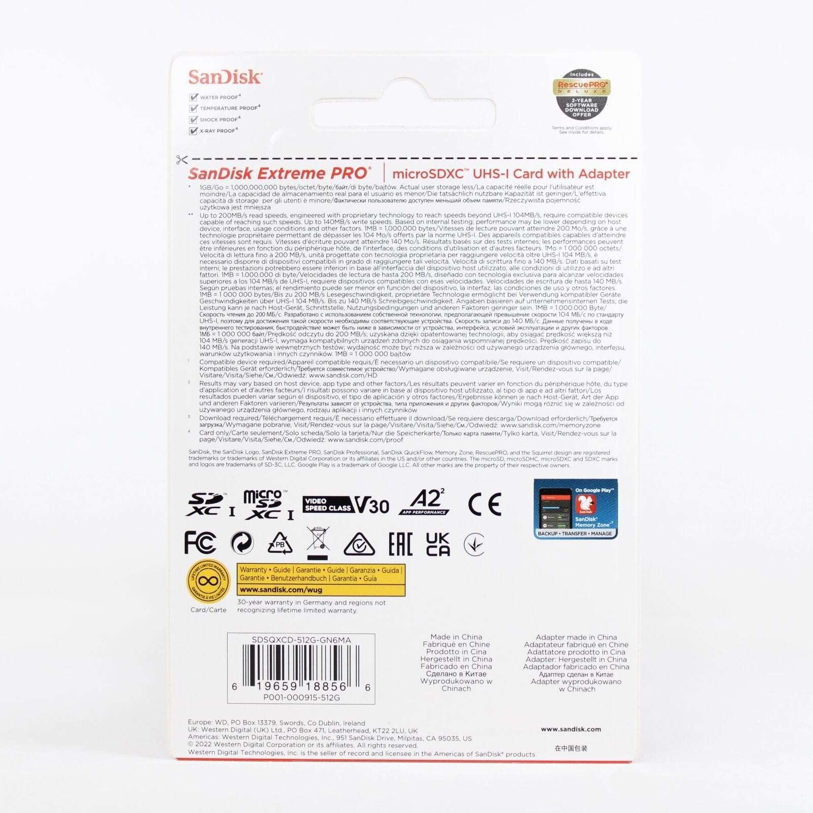 SanDisk 512GB Extreme Pro MicroSD Memory Card with Adapter Works with GoPro Hero 10 Black Action Cam U3 V30 4K A2 Class 10 SDSQXCD-512G-GN6MA Bundle with 1 Everything But Stromboli Micro Card Reader 3