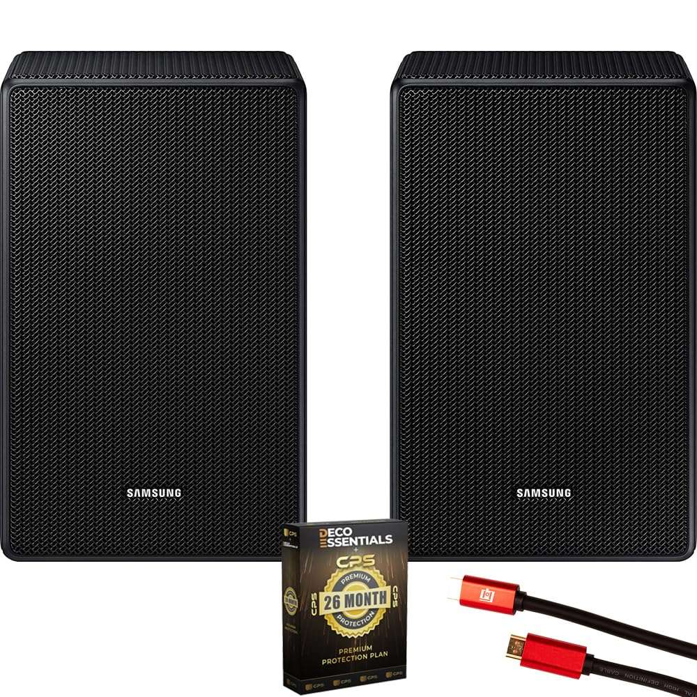 Samsung SWA-9500S/ZA Wireless Rear Speaker Kit with Dolby Atmos for Soundbar Surround Sound Bundle with 4K HDMI Cable & Deco Essentials CPS Exclusive 26 Month Protection Pack (BEACH-CPS-26500) 1