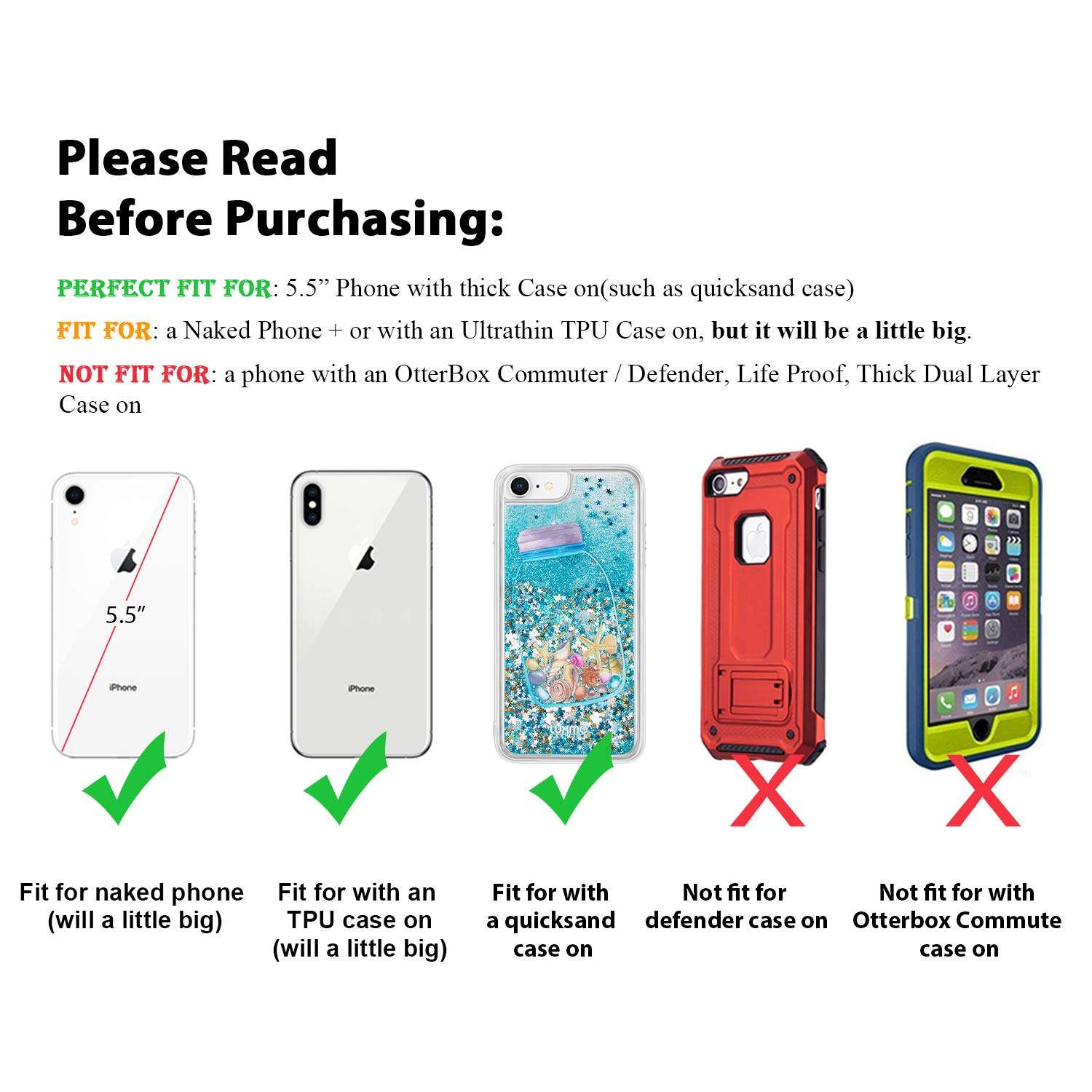 suily Cell Phone Belt Holster Waist Pouch, 5.5" Universal Vertical Leather Flip Cover Phone Belt Clip Case Magnetic Closure Pouch for iPhone 6 Plus/7 Plus/8 Plus Samsung Android Phones(Black) 2