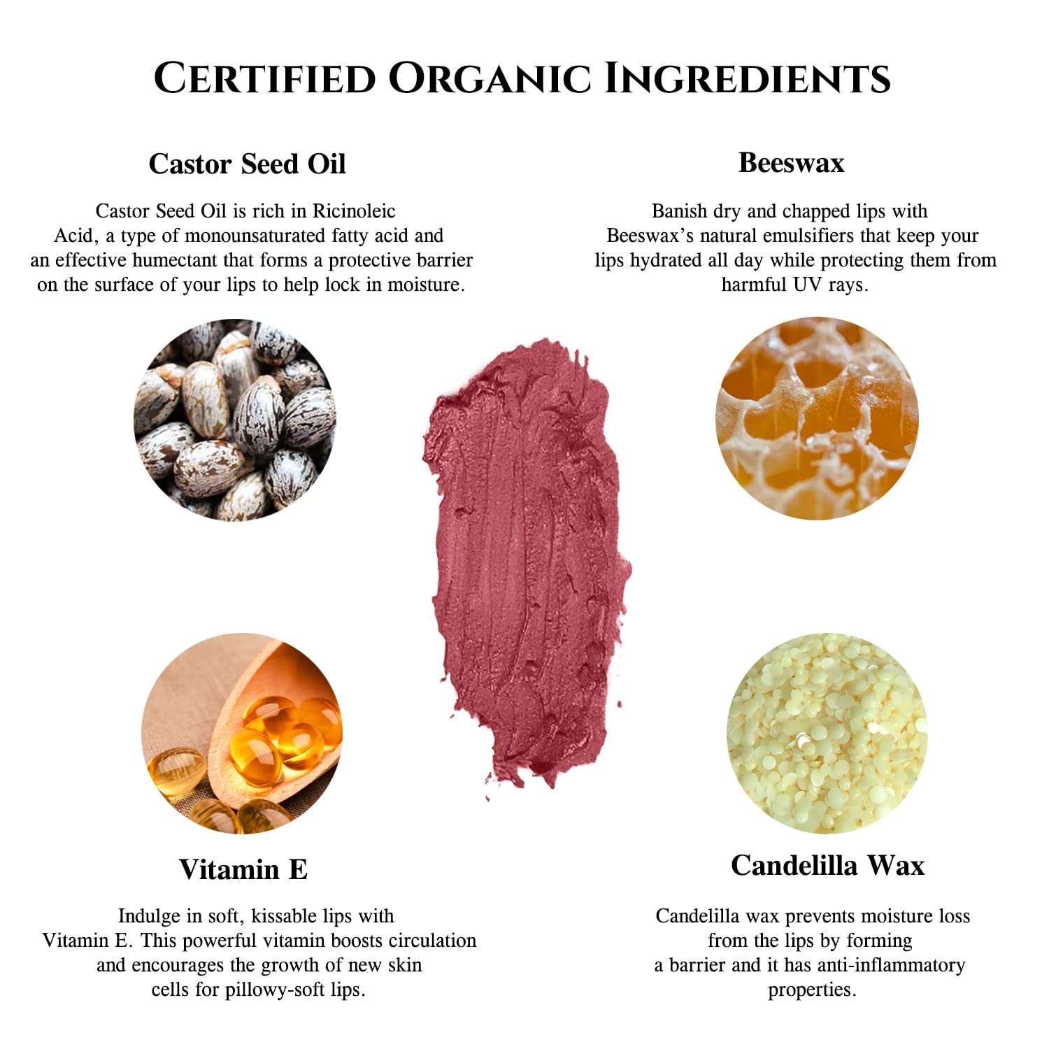 ORGANIC LIPSTICK/LIP LINER - All Natural, Long Lasting, Hydrating (Dahlia) 4