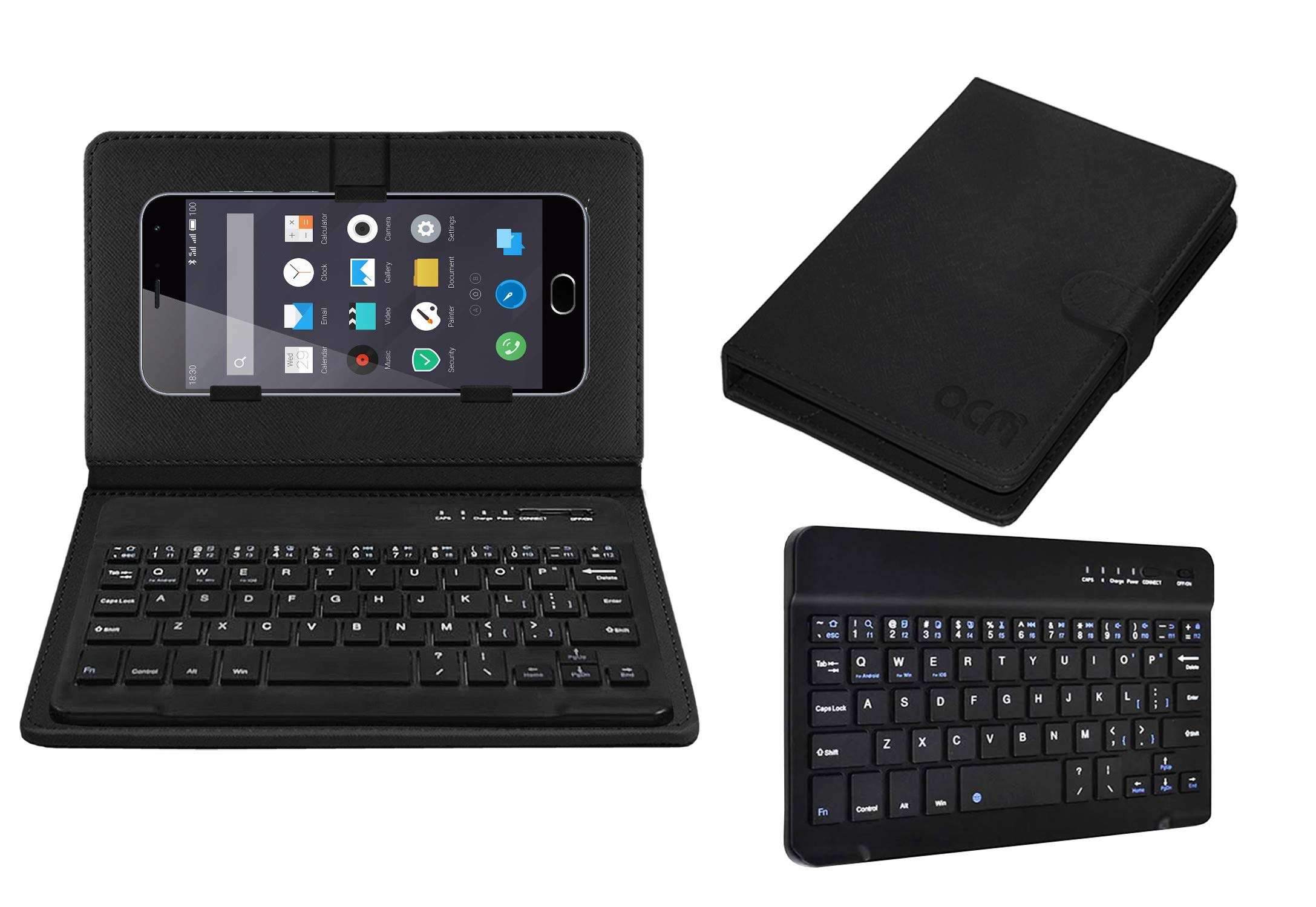ACM Bluetooth Keyboard Case Compatible with Meizu M2 Mobile Flip Cover Stand Study Gaming Black