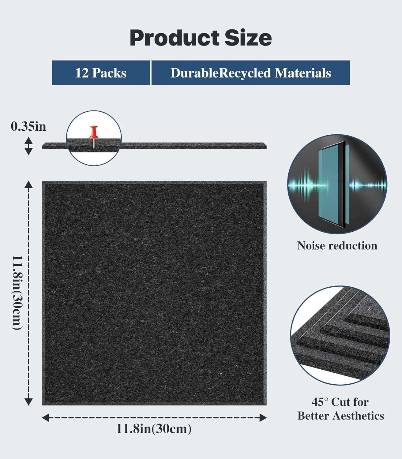 BOGOTA 6Pcs Black Felt Bulletin Board Self-Adhesive Wall Boards with 50pcs Drawing Pins Notice Board for Home Vision Board for Manifestation Pin Board for Study Room Bulletin Board Office Accessories 4