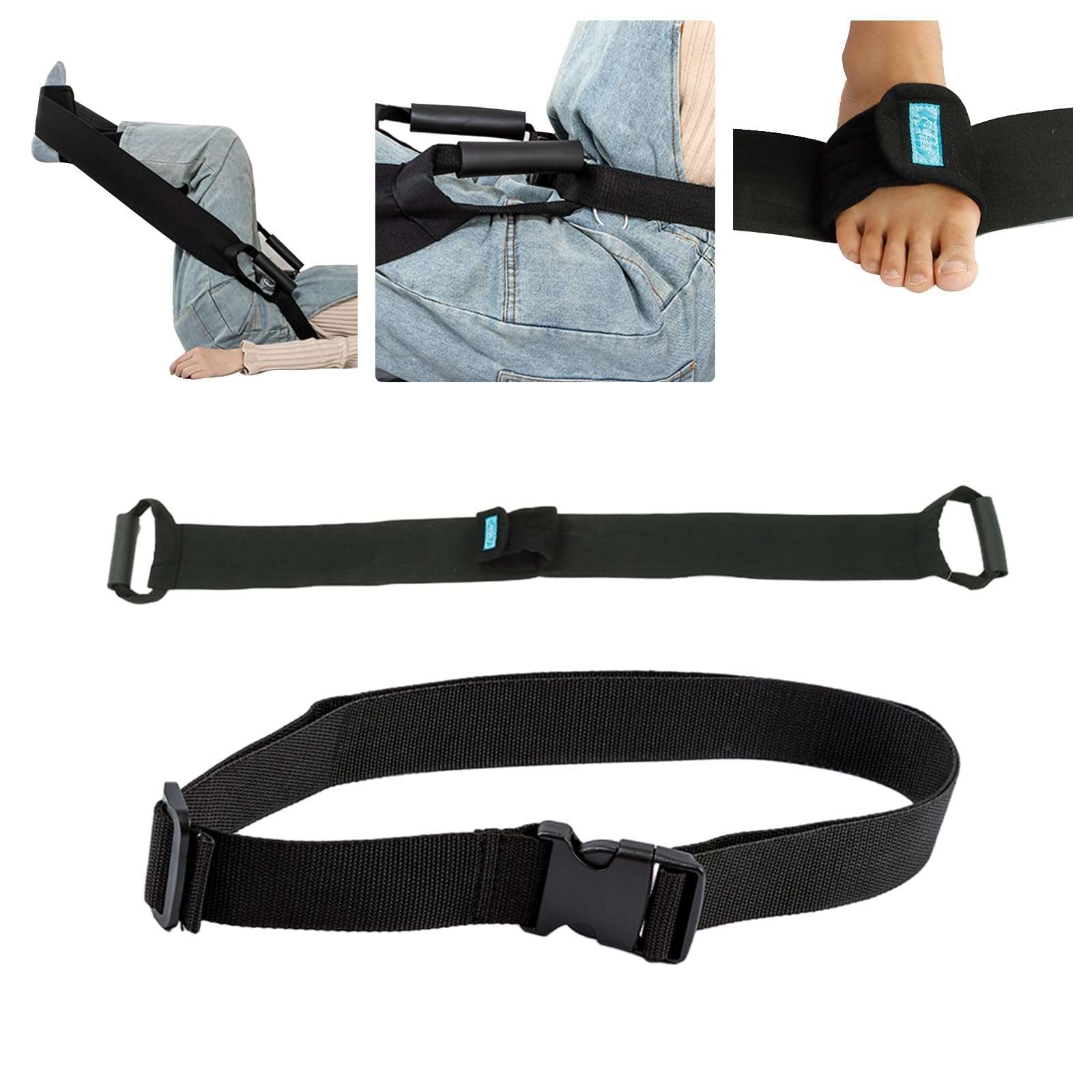 Leg Lifter Strap & Stretching Aid for Stroke Recovery, Hands-Free Physical Therapy Band for Elderly & Bedridden, Leg Rehabilitation Equipment for Knee/Hip Surgery & Foot Drop (1 Foot+ Waist Belt) 1