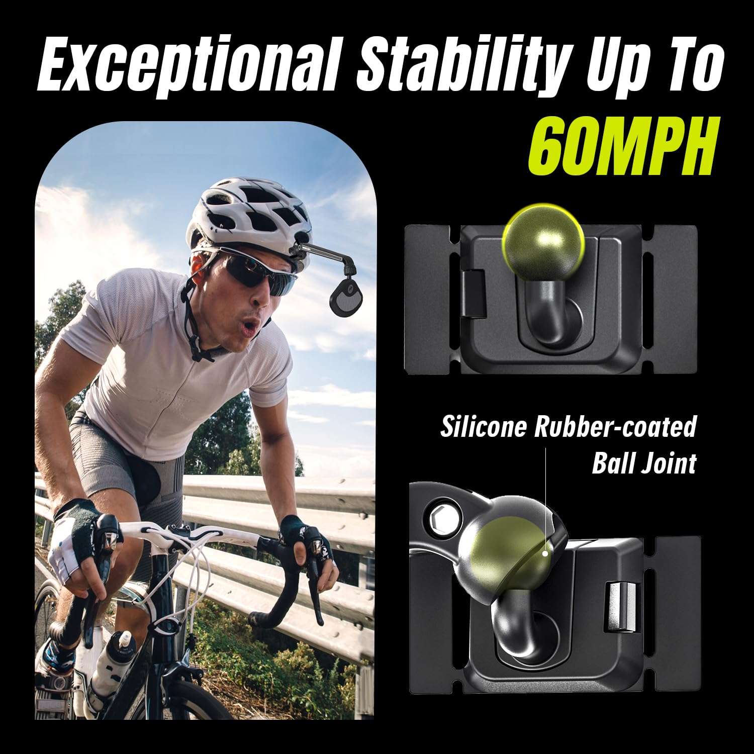 PIDZOOM Bike Helmet Mirror for Cycling- 360° Adjustable and Rotatable Safe Rearview Helmet Mirror for Bicycle Riding Accessories and Other Outdoor Activities, Easy to Install 3