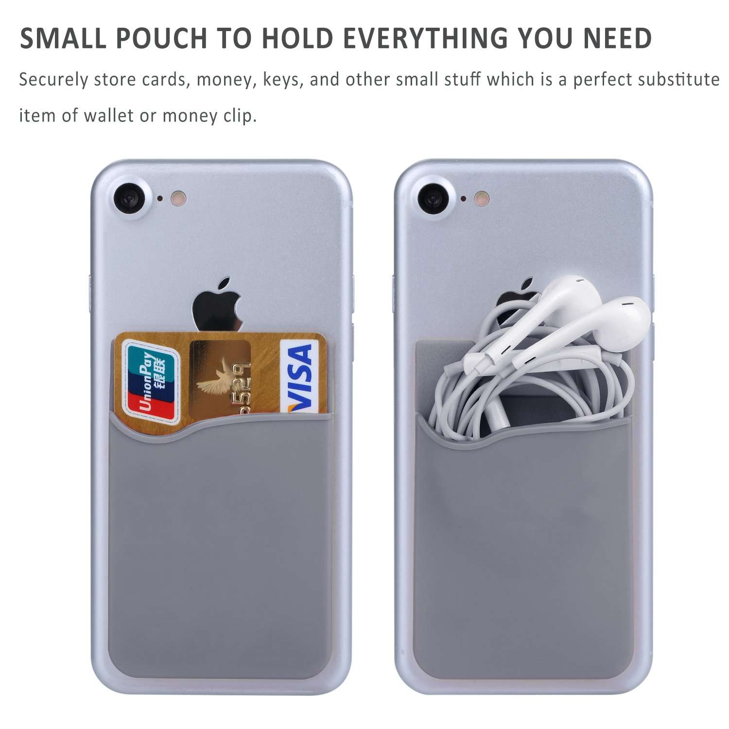 Adhesive Phone Wallet, 6 Pack Silicone Phone Wallet Stick on, Sticky Credit Card Holder for Phone Case, Adhesive Credit Card Holder for iPhone 16 15 14 13 12 Pro Max,iPad,Samsung Galaxy,LG,Tablet 3