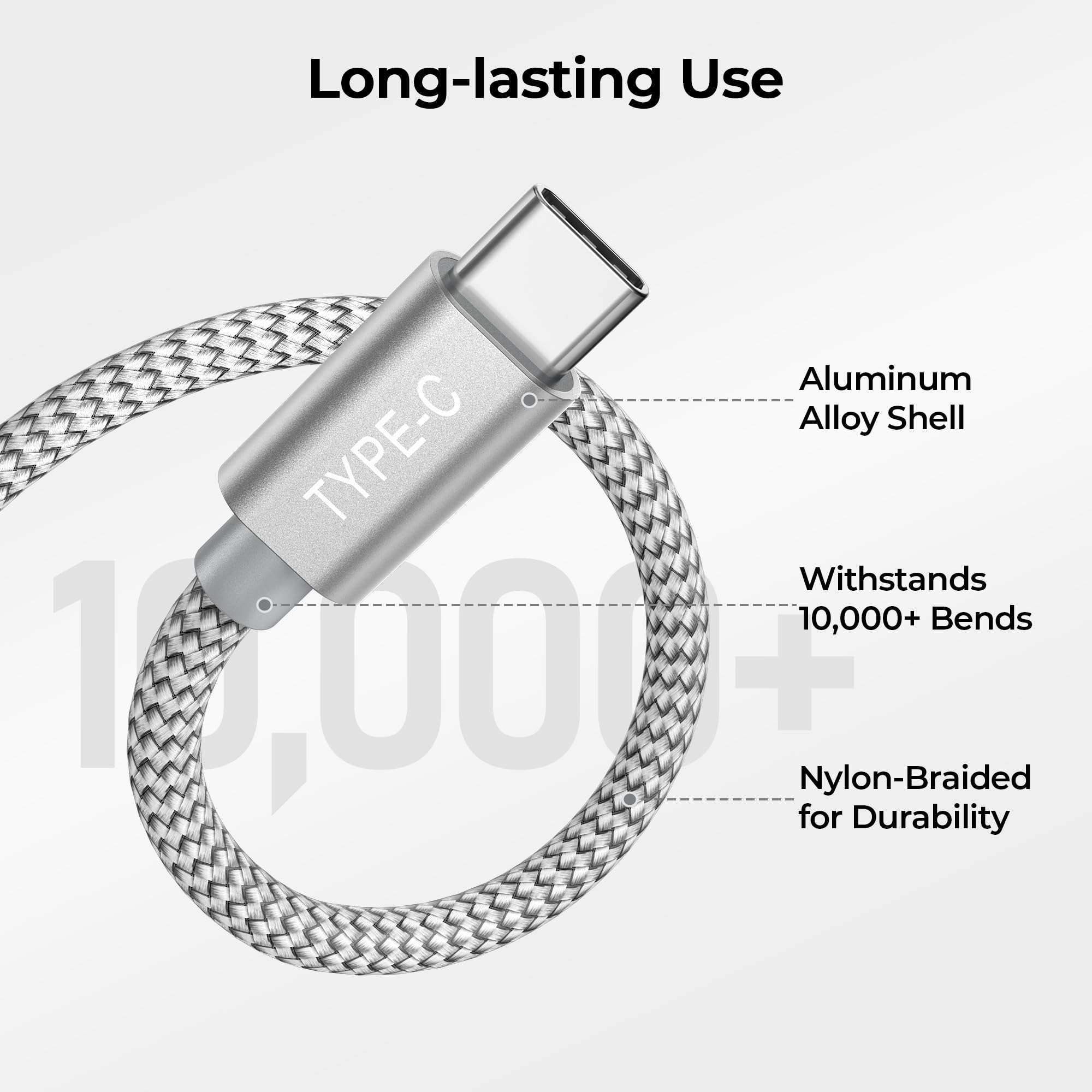 Basesailor iPhone 16 15 Pro Max Charger Cord,USB to USB C Cable 10FT/2Pack with USB C to USB C 100W Cable 6.6ft/2Pack for Apple MacBook,iPad Air 4 5 Mini 6,Samsung Galaxy AI S24 S23 S22 Plus Ultra 3