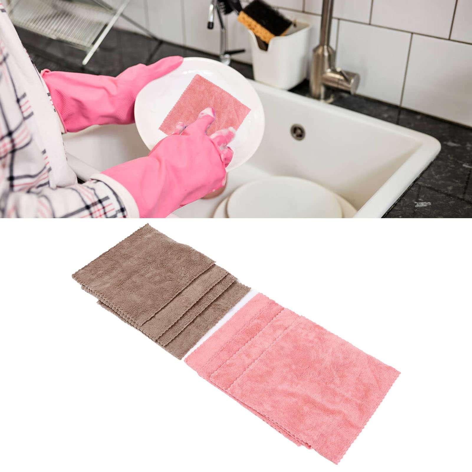 Cleaning Towel, Anti Sticking Oil Good Durability Wearproof Microfiber Dish Cloth for Kitchen 5